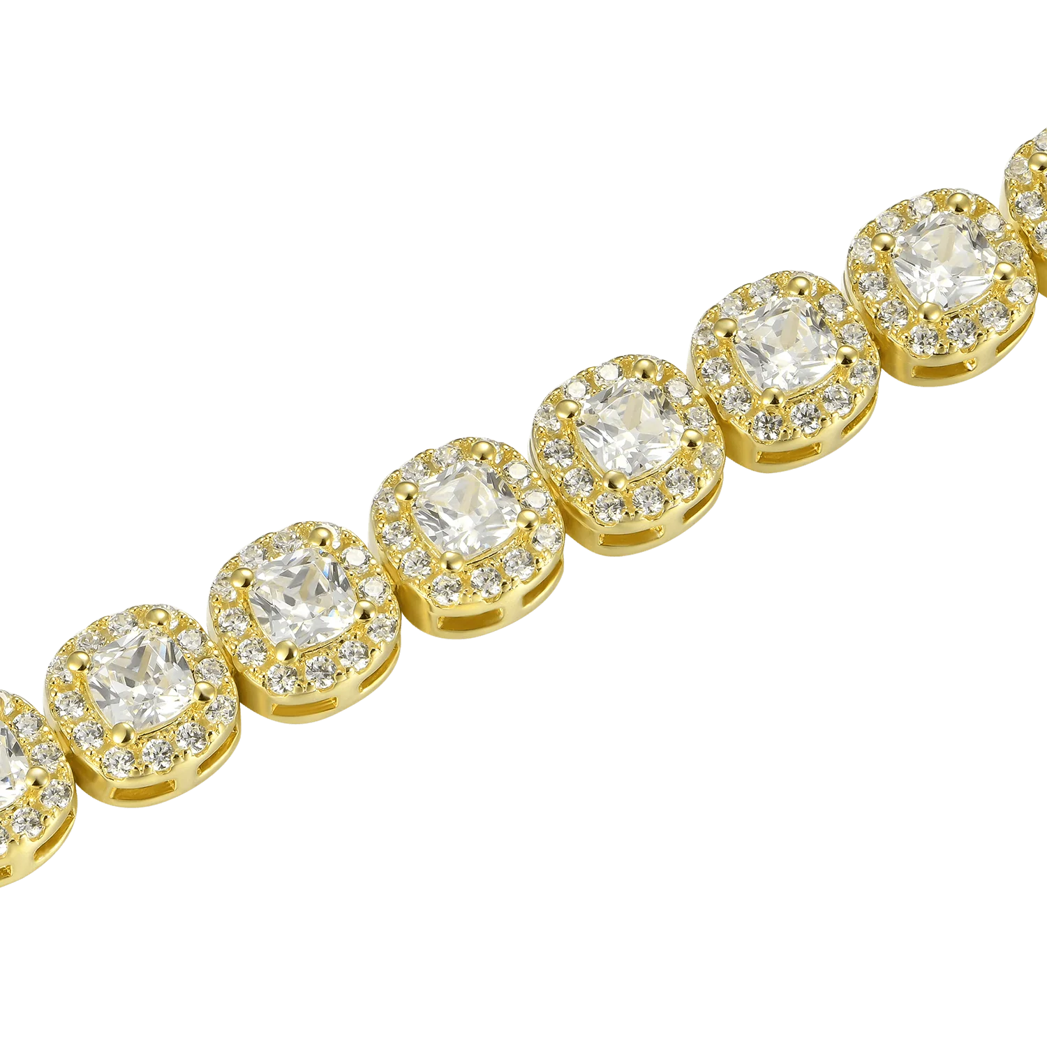 Moissanite Cushion-Cut Clustered Tennis Bracelet - 7mm - Image 10