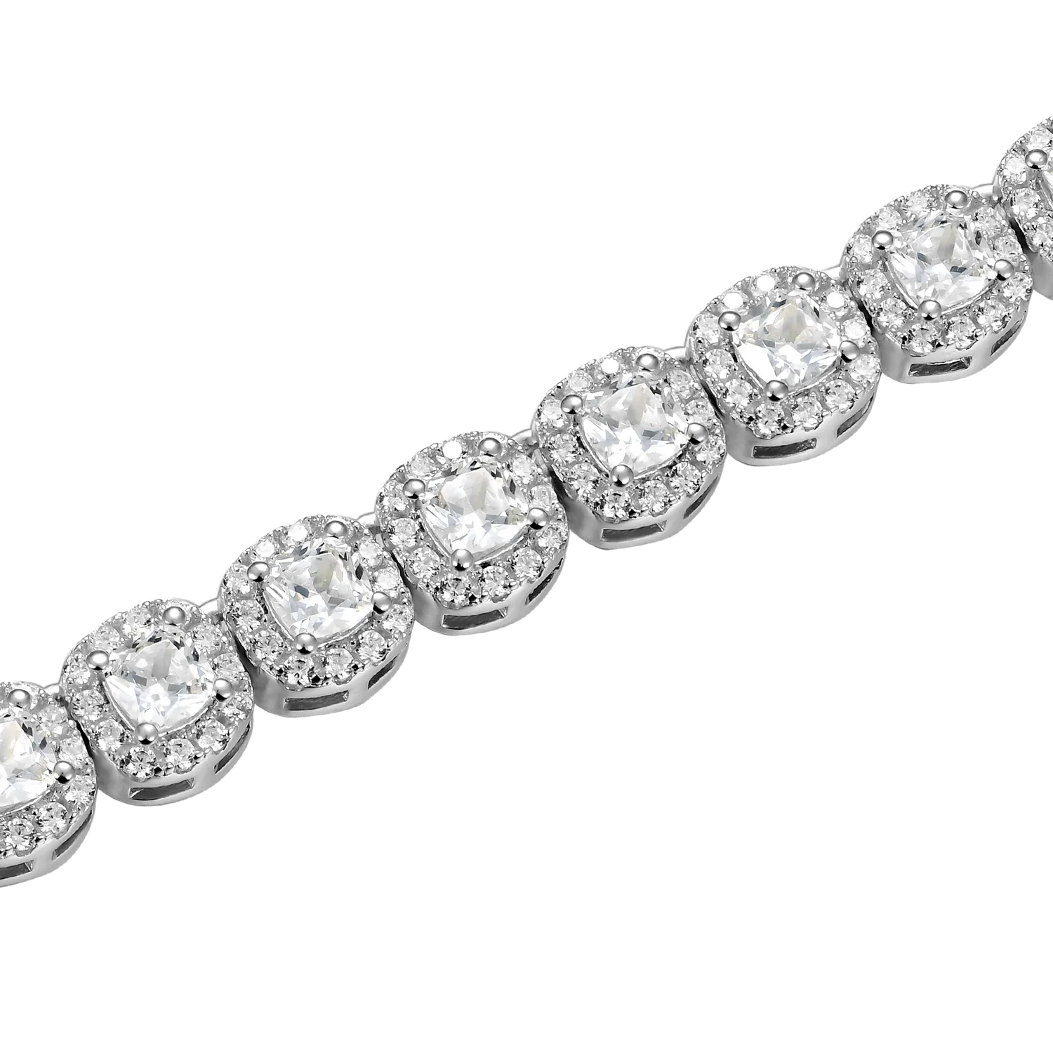 Moissanite Cushion-Cut Clustered Tennis Bracelet - 7mm - Image 3