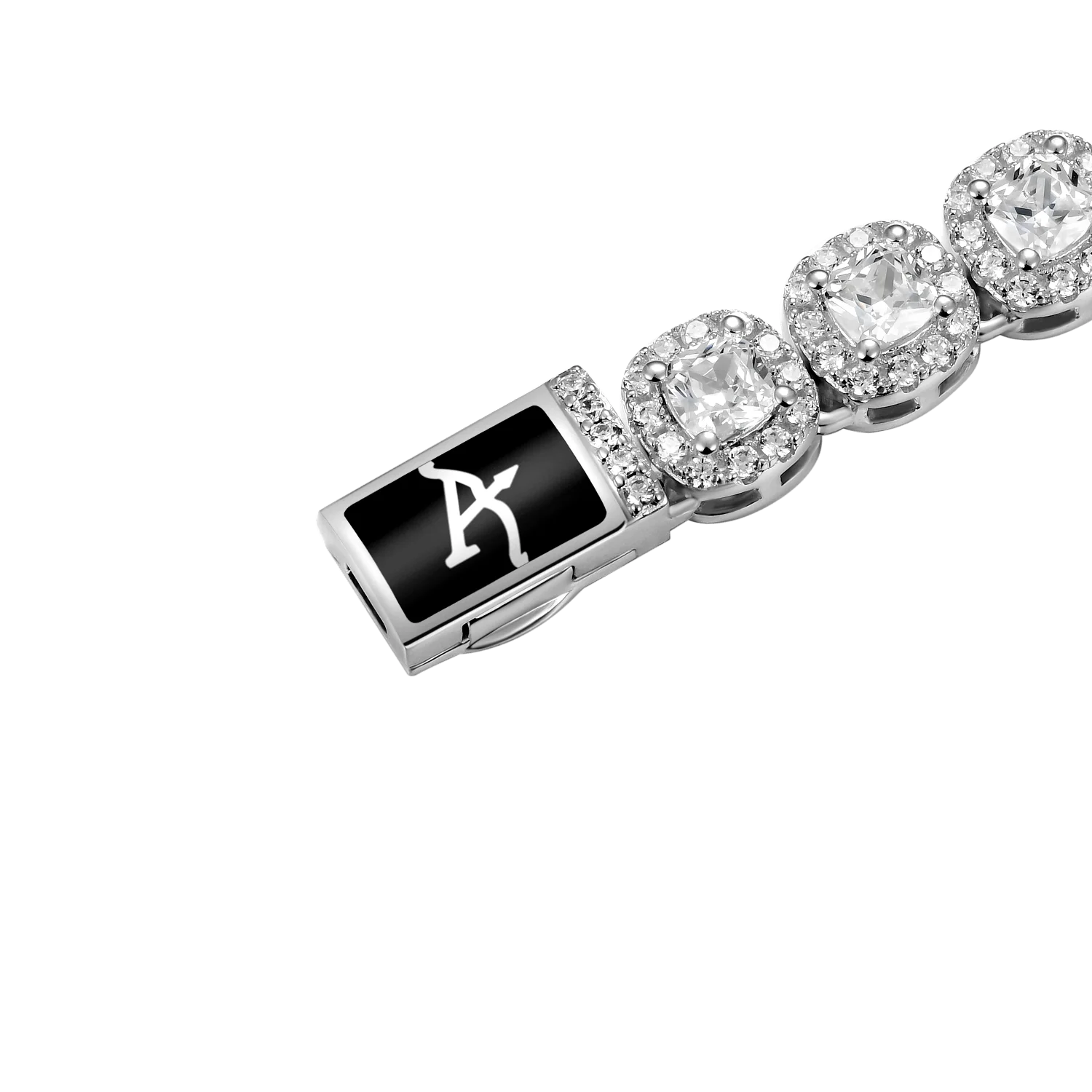 Moissanite Cushion-Cut Clustered Tennis Bracelet - 7mm - Image 5
