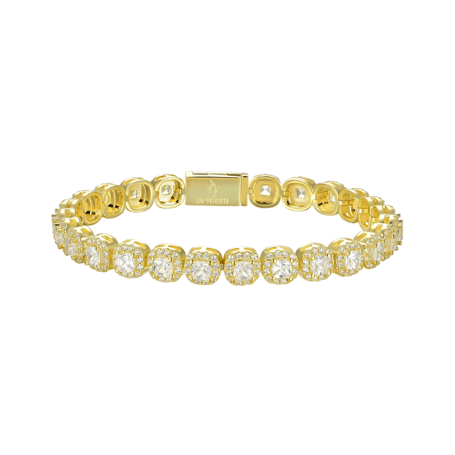 Moissanite Cushion-Cut Clustered Tennis Bracelet - 7mm - Image 7