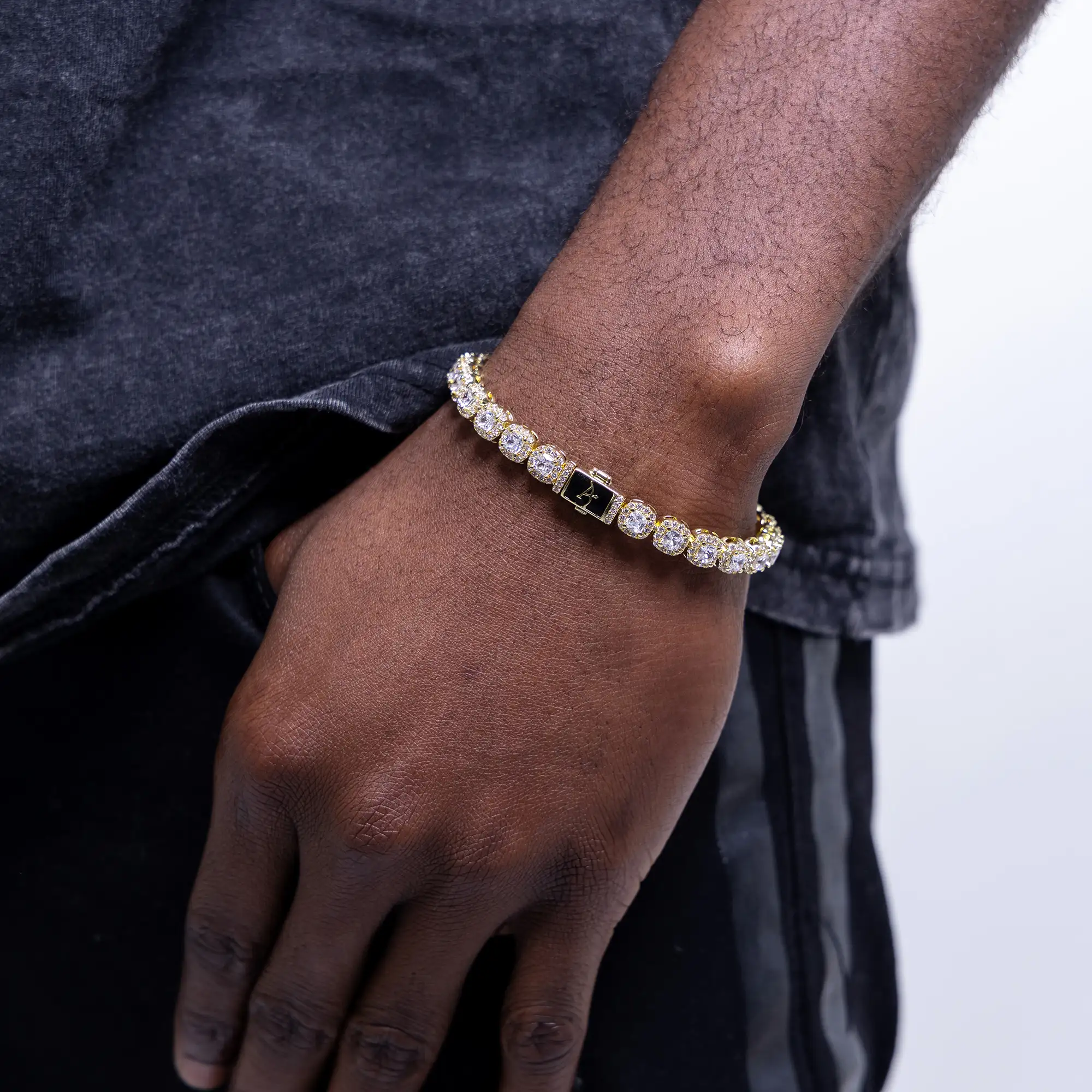 Moissanite Cushion-Cut Clustered Tennis Bracelet - 7mm - Image 8