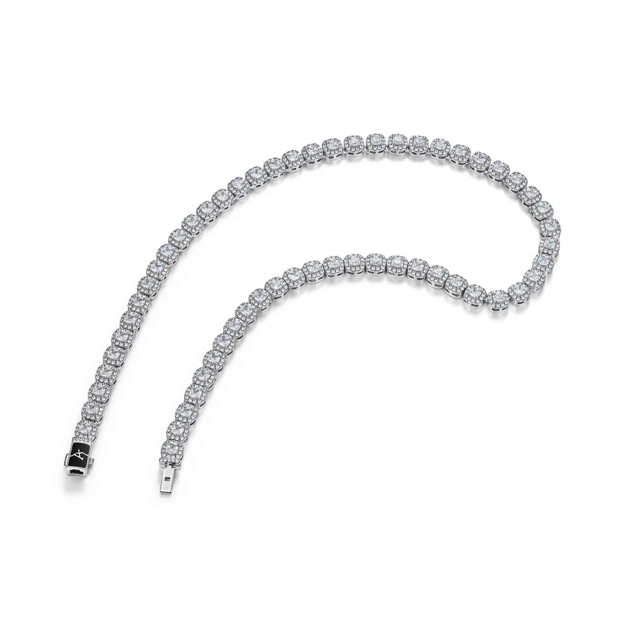 Moissanite Cushion-Cut Clustered Tennis Chain - 7mm - Image 4