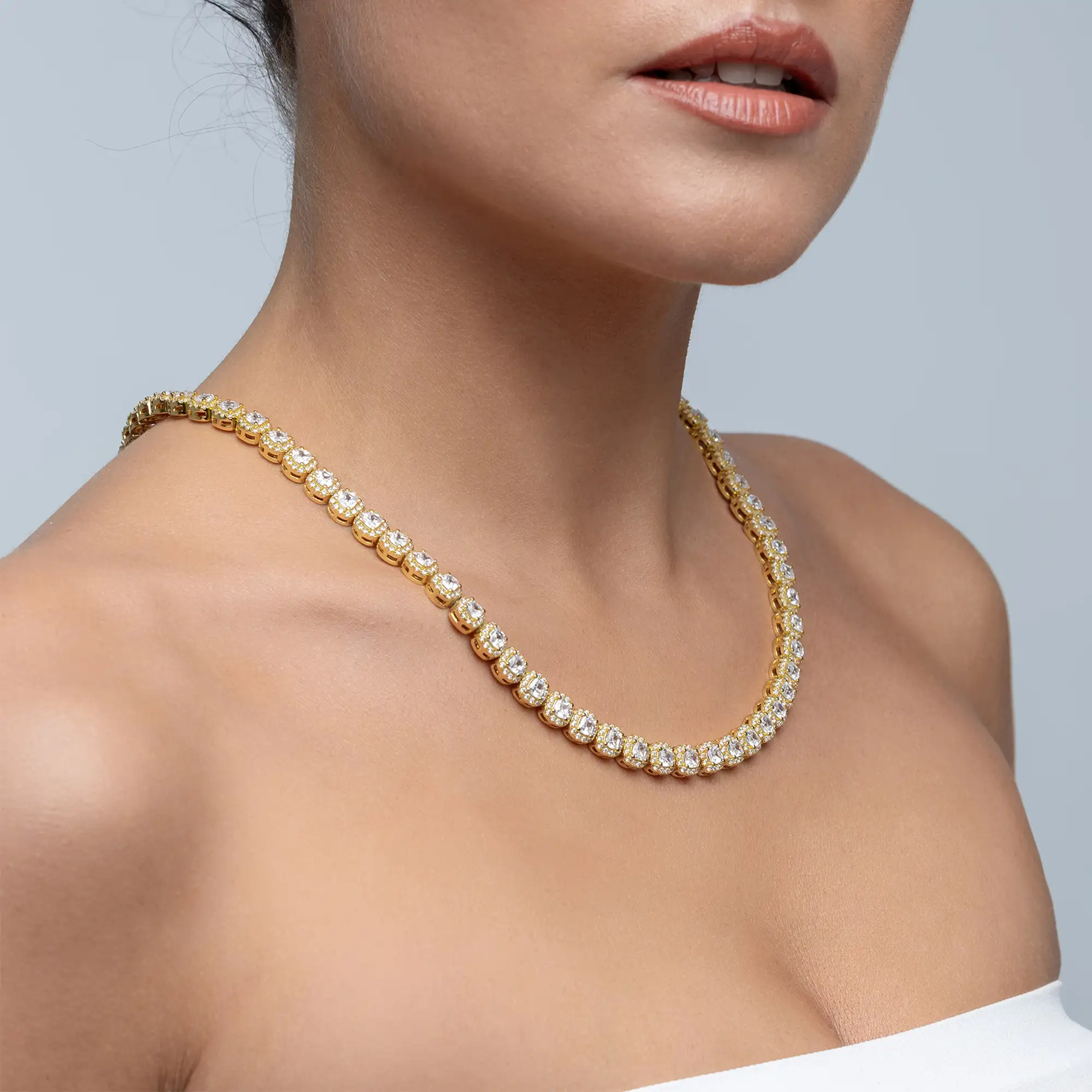 Moissanite Cushion-Cut Clustered Tennis Chain - 7mm - Image 8