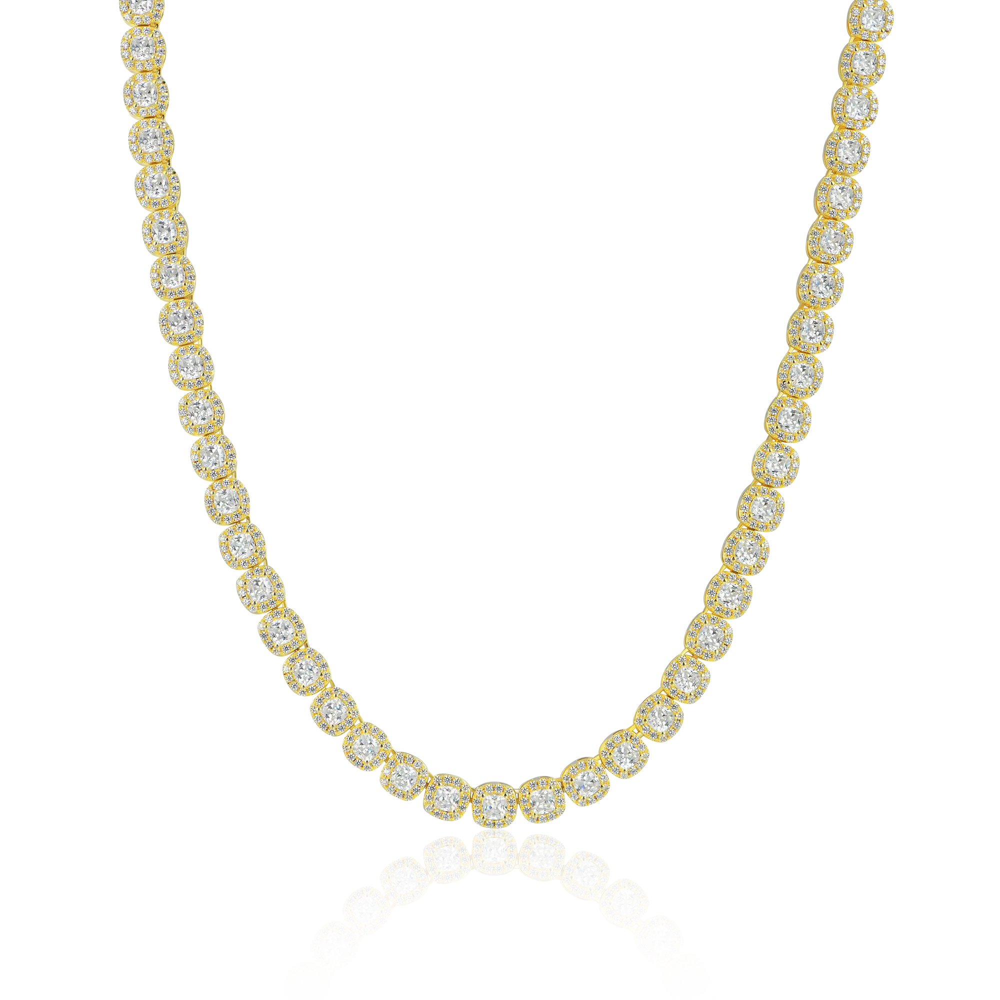 Cushion Cut Clustered Tennis Chain - 7mm - Image 6