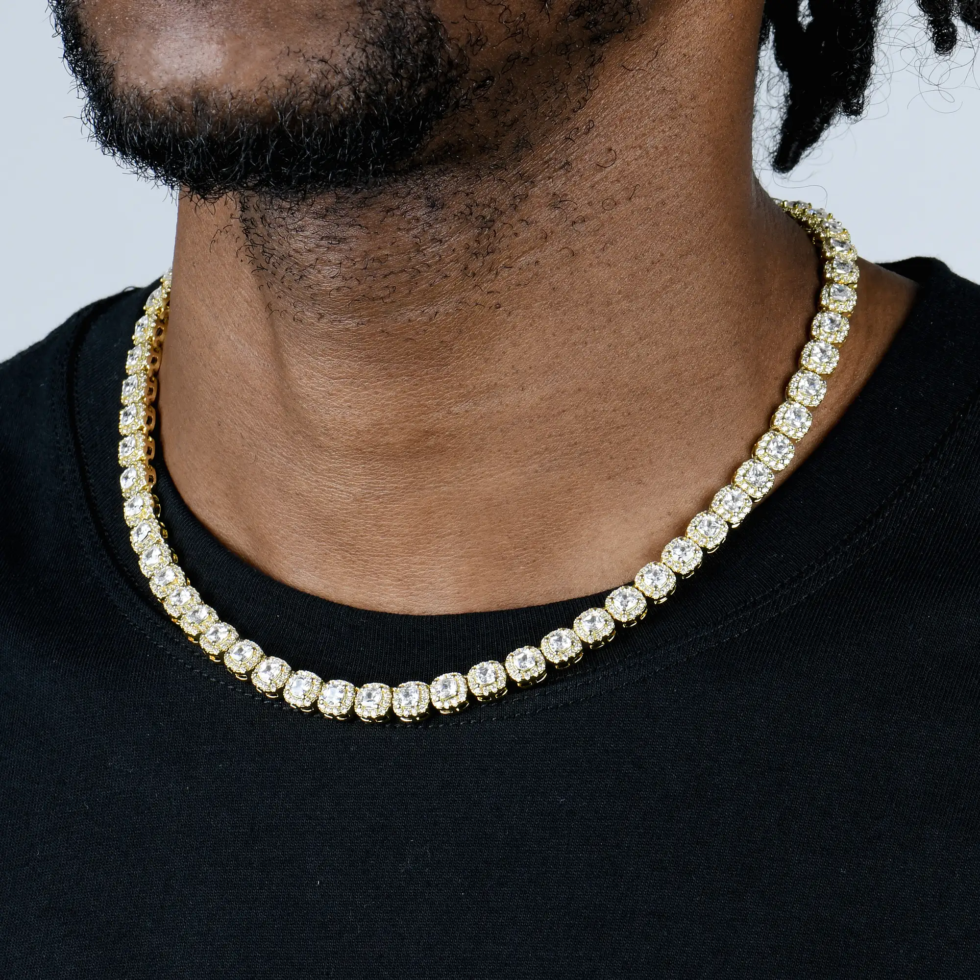 Cushion Cut Clustered Tennis Chain - 7mm - Image 7