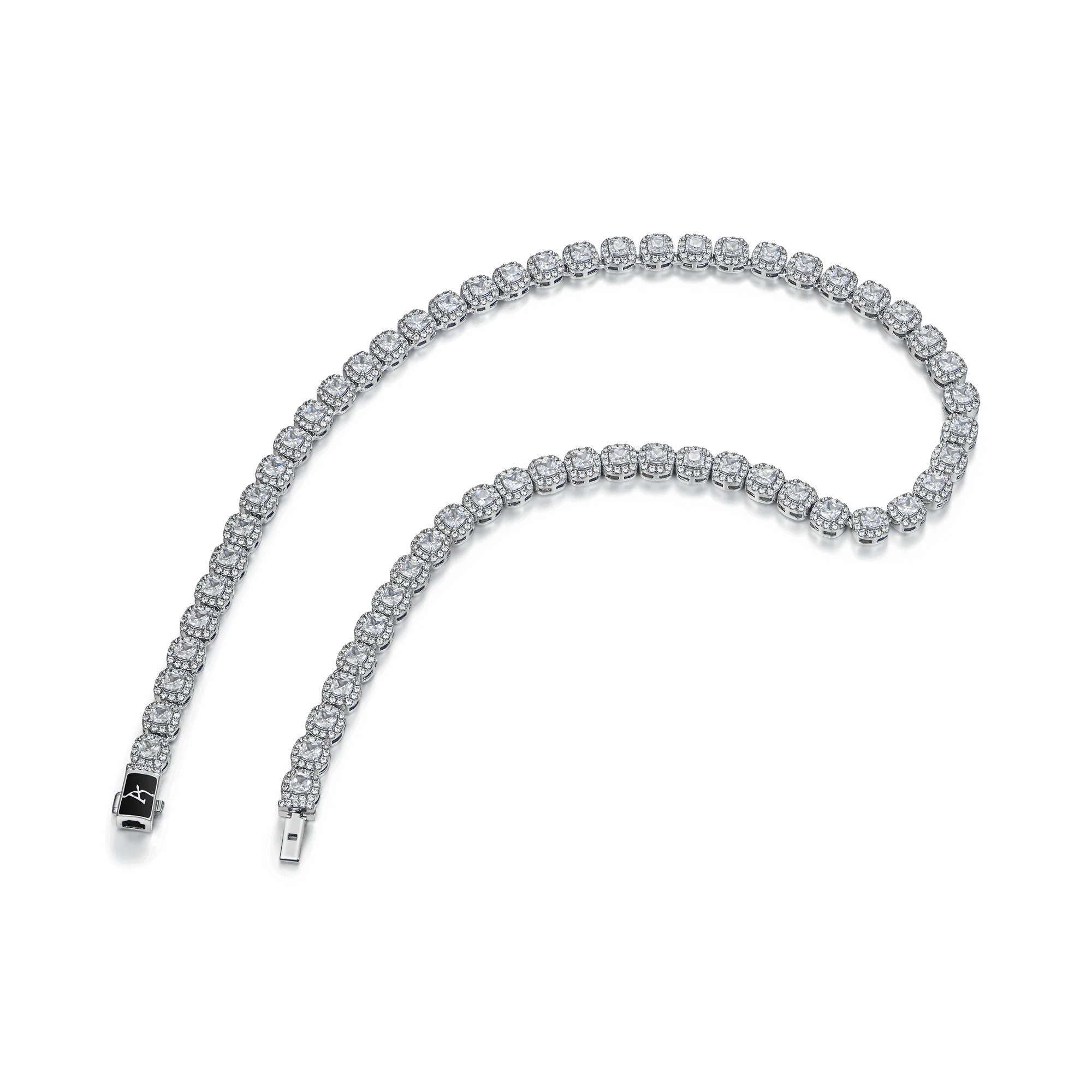 Cushion-Cut Clustered Tennis Chain-White Gold - Image 3