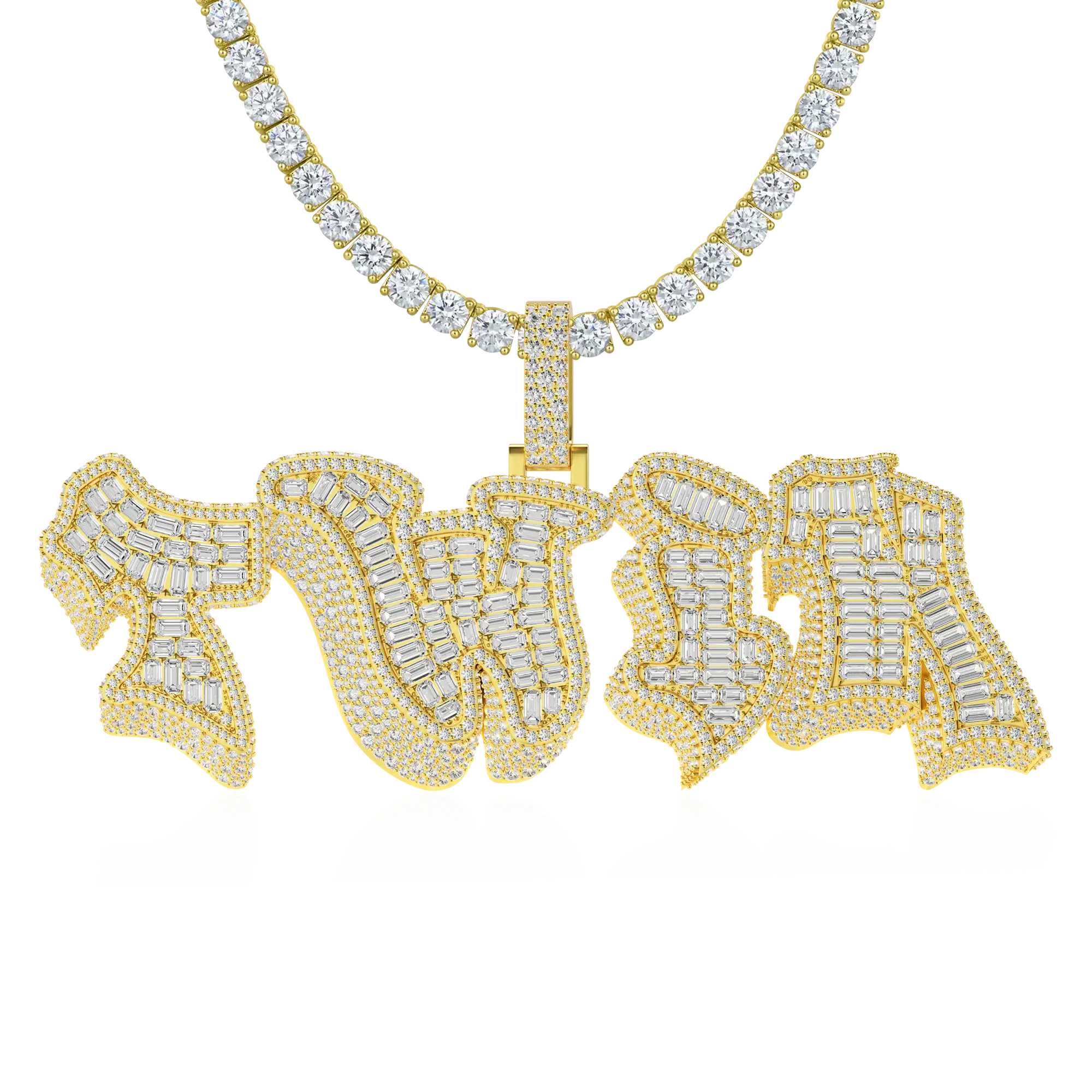 Custom 3D Bold Graffiti Font Letter Pendant - 38mm