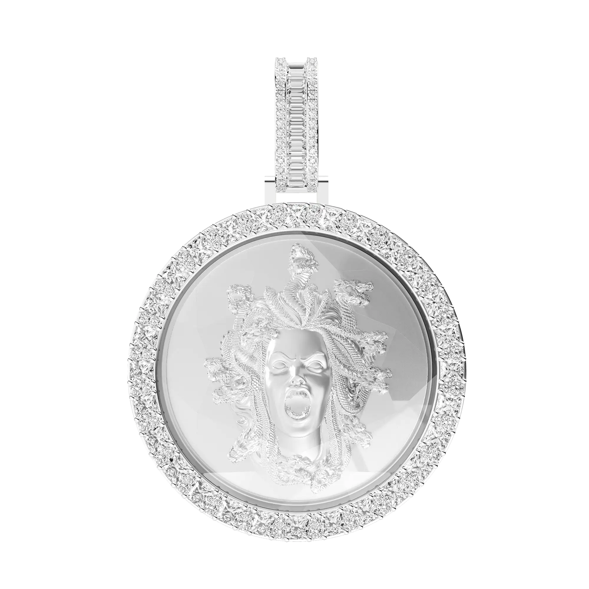 Custom 3D Crystal Round Medusa Engraving Pendant - Image 2