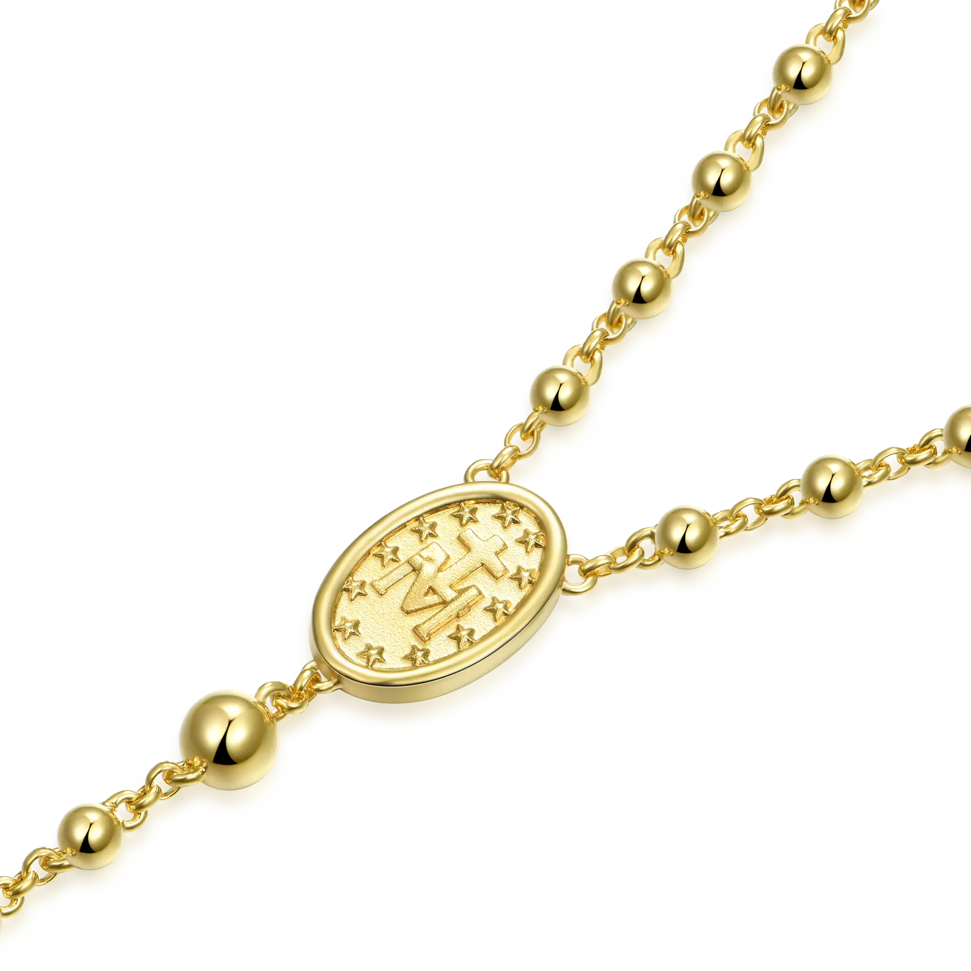 Custom Adjustable 14k Gold Virgin Mary Rosary Necklace - Image 3