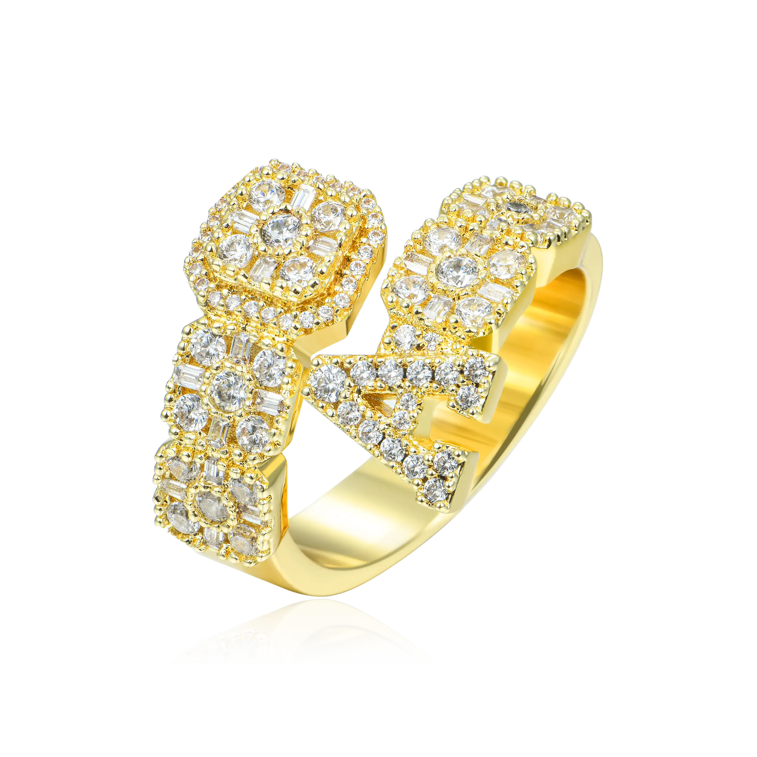 Custom Baguette Cut Mix Letter Ring - Image 3