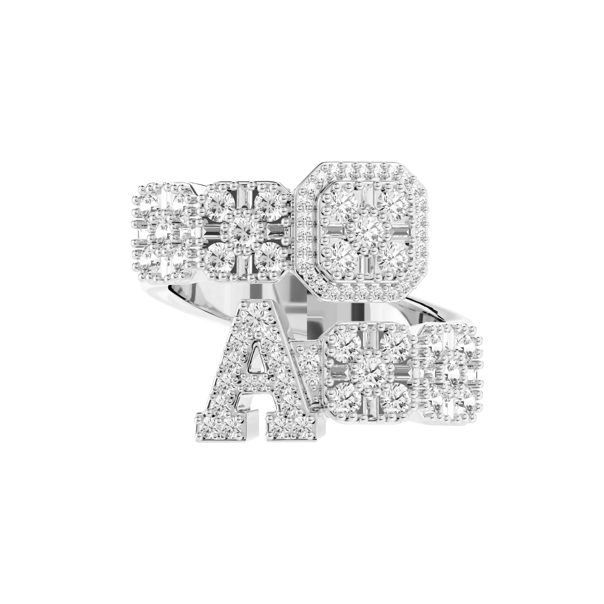 Custom Baguette Cut Mix Letter Ring - Image 6