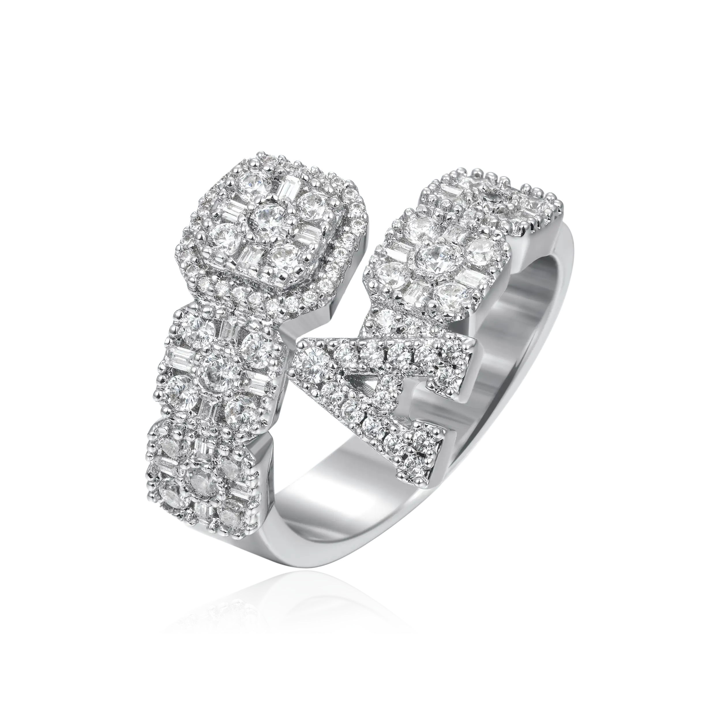 Custom Baguette Cut Mix Letter Ring - Image 8