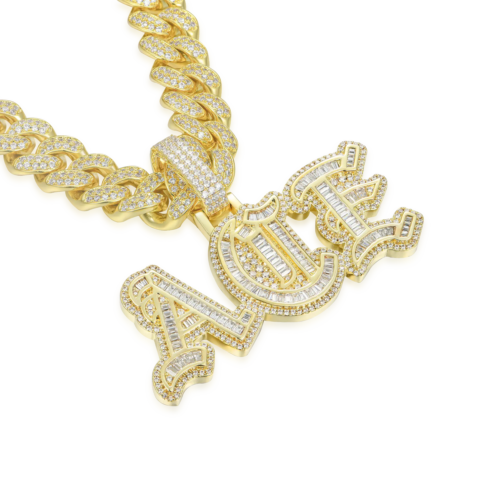 Custom Baguette Cut Old English Font Pendant - Image 6