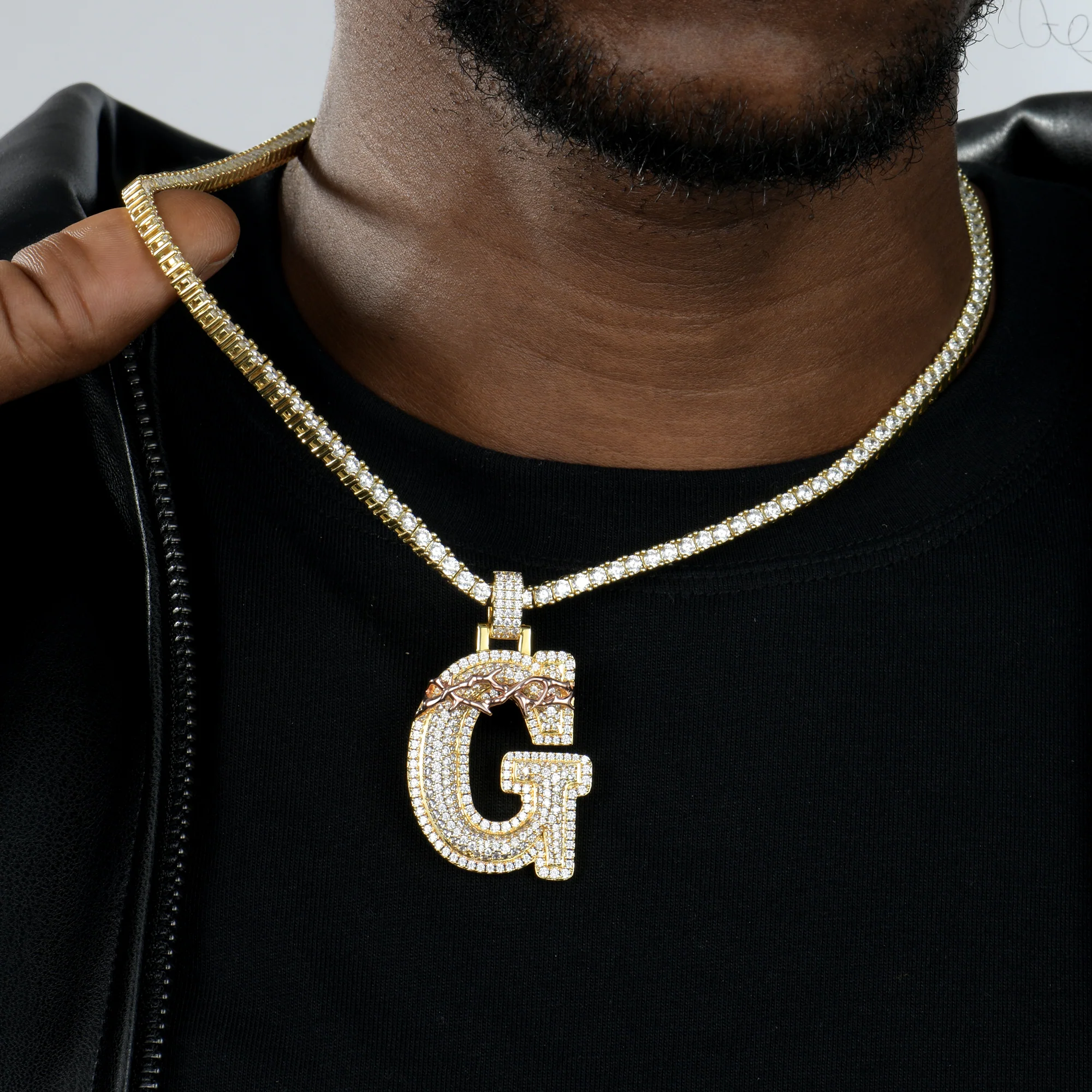 Custom Crown of Thorns Initial Letter Pendant - Image 10