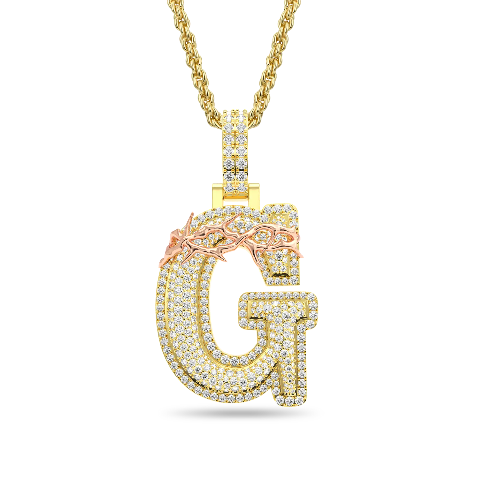 Custom Crown of Thorns Initial Letter Pendant - Image 11