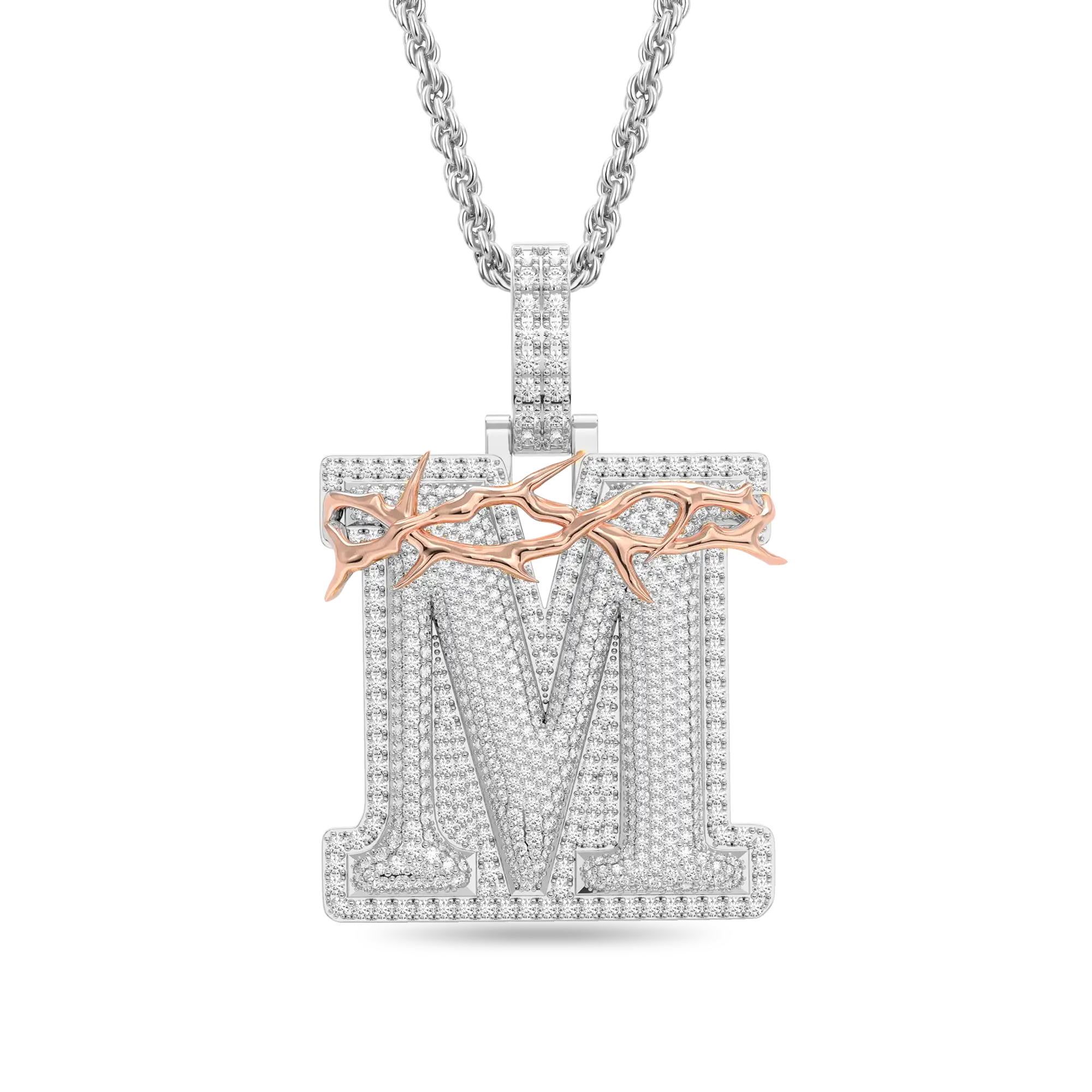 Custom Crown of Thorns Initial Letter Pendant - Image 12