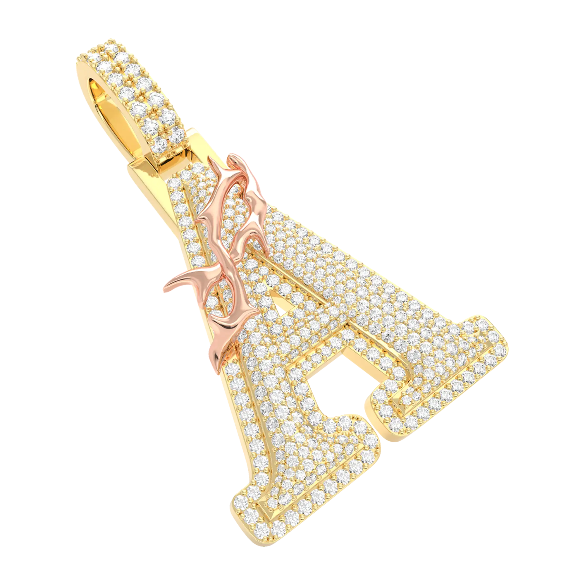 Custom Crown of Thorns Initial Letter Pendant - Image 15