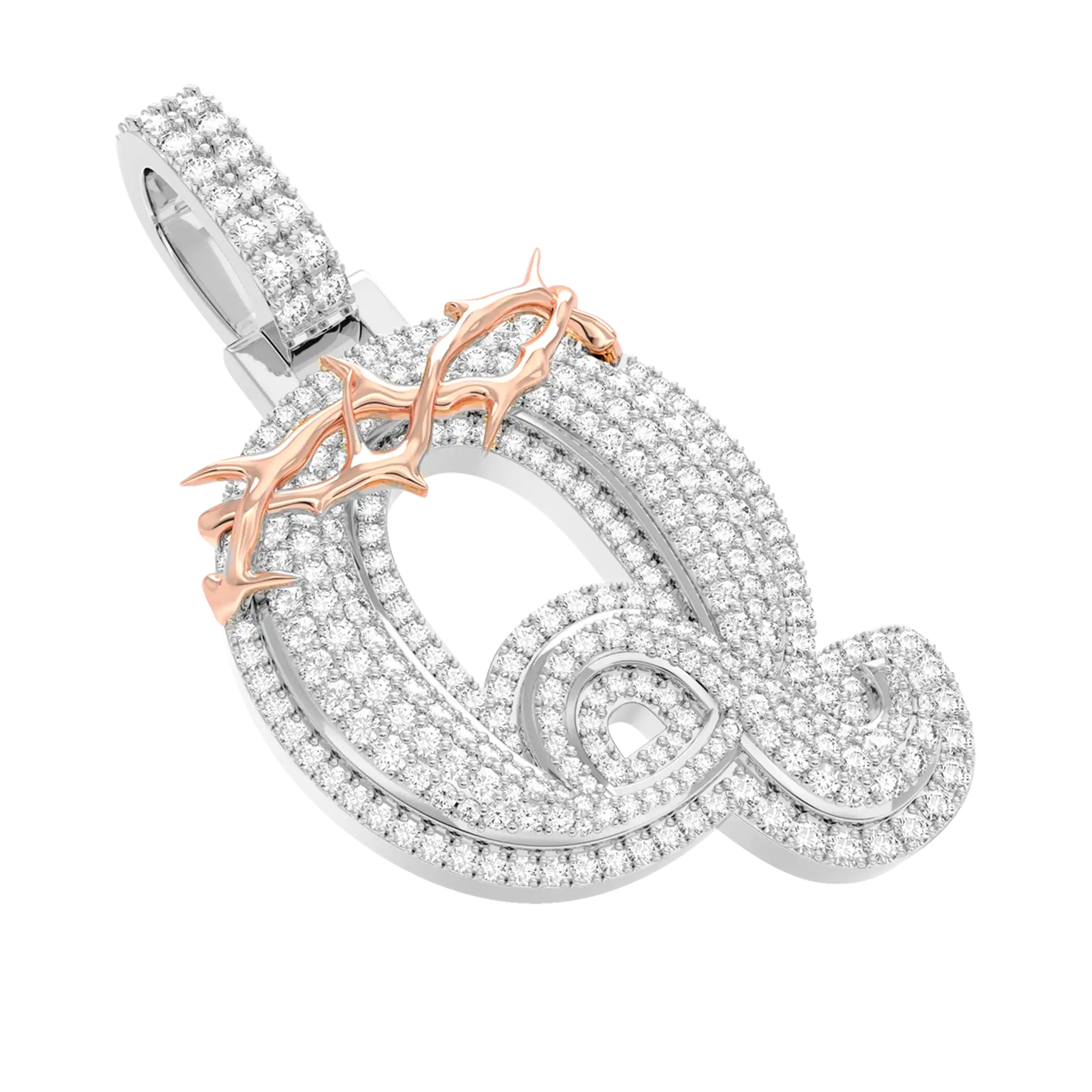 Custom Crown of Thorns Initial Letter Pendant - Image 16