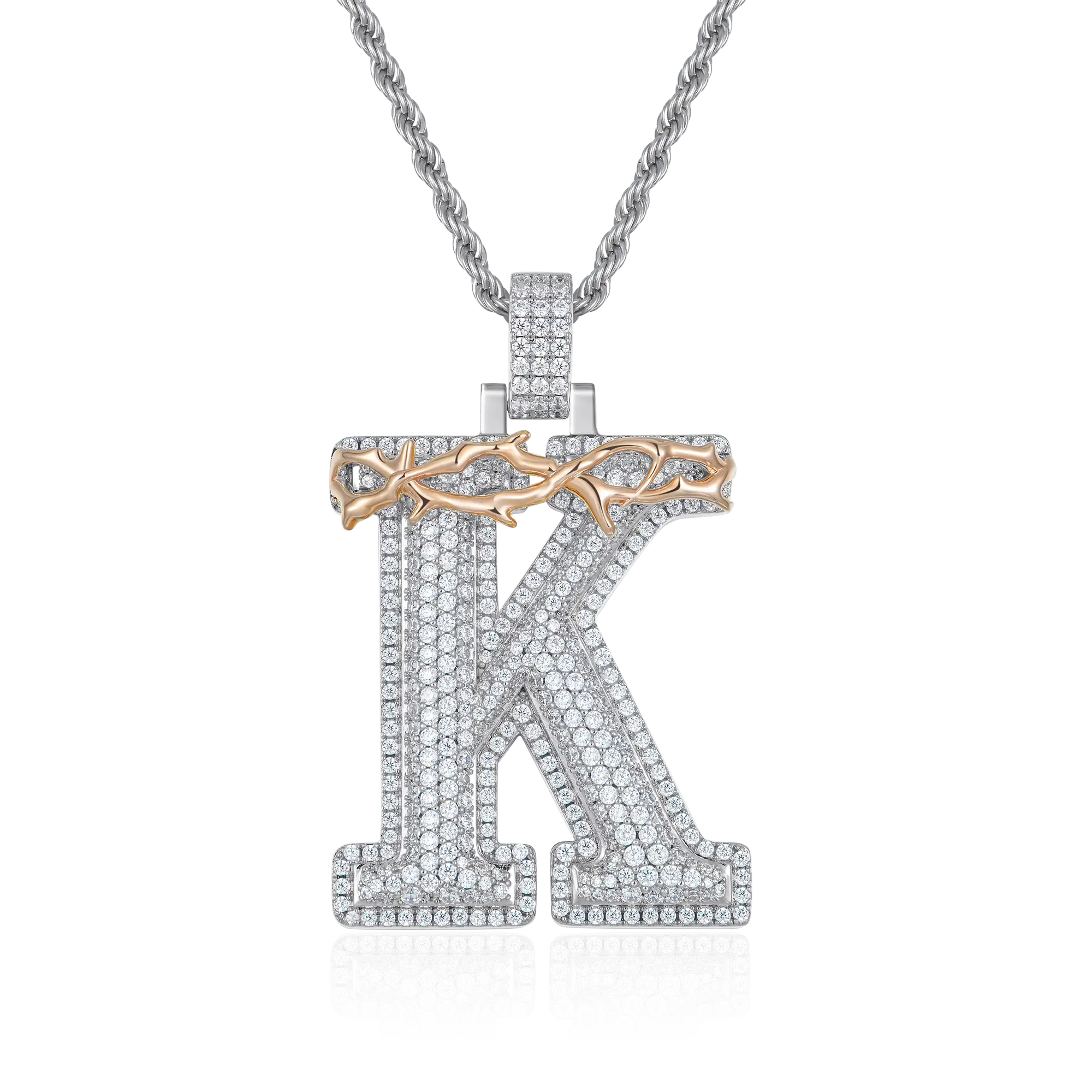 Custom Crown of Thorns Initial Letter Pendant - Image 5