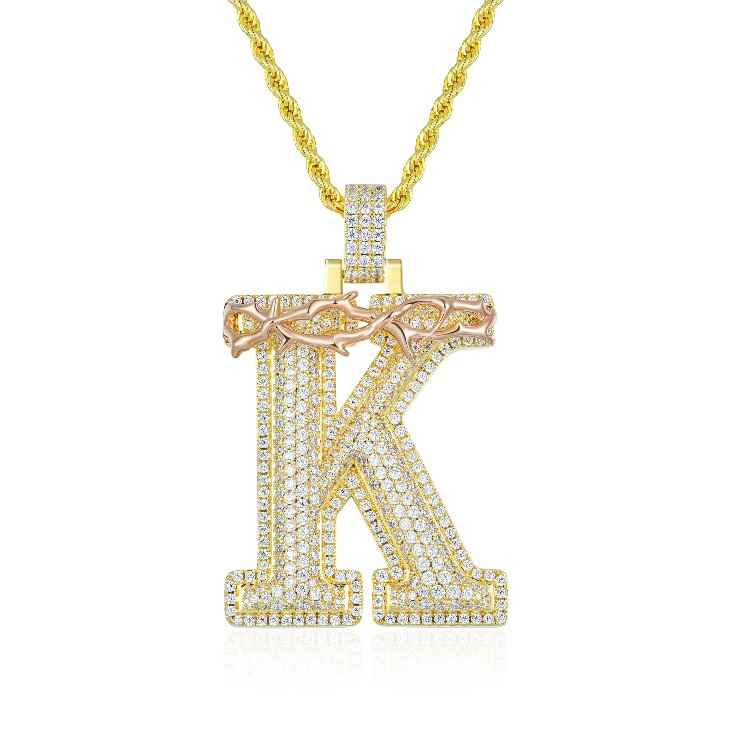 Custom Crown of Thorns Initial Letter Pendant - Image 8