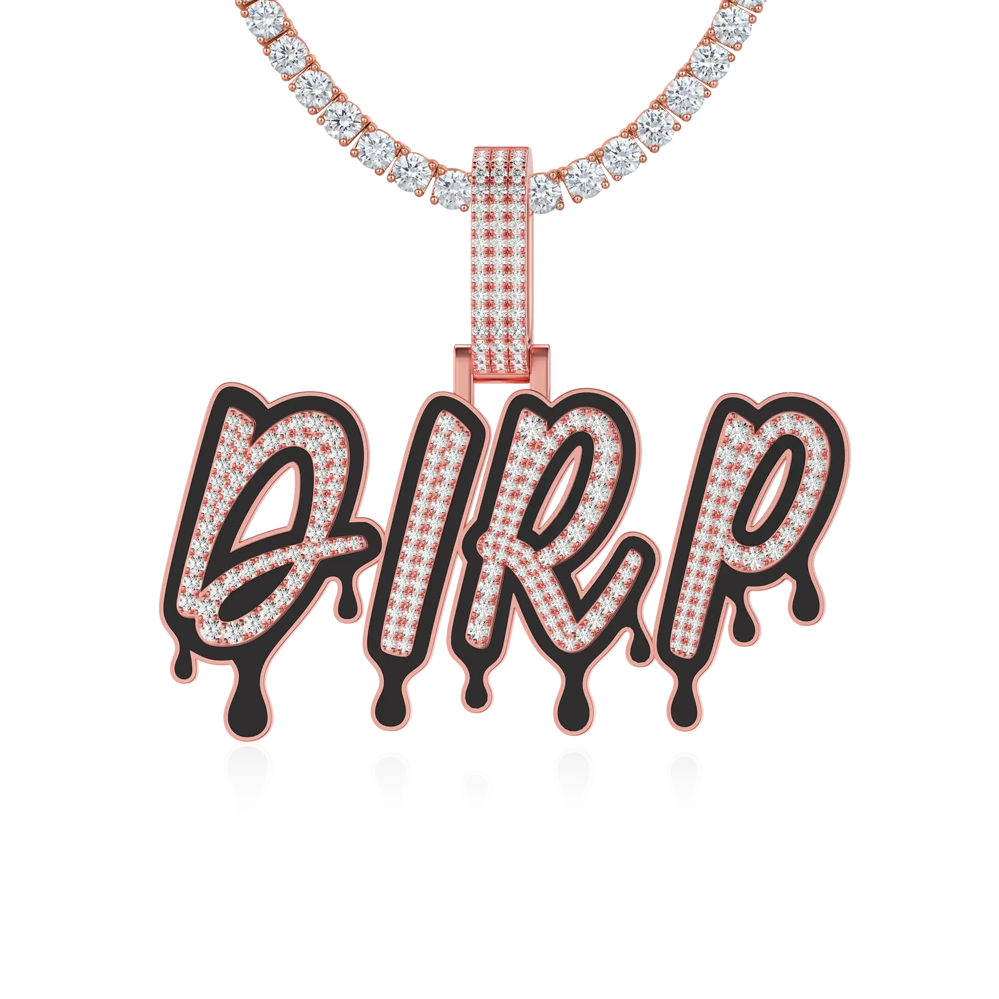 Custom Iced Out Enamel Dripping Font Pendant - Image 10