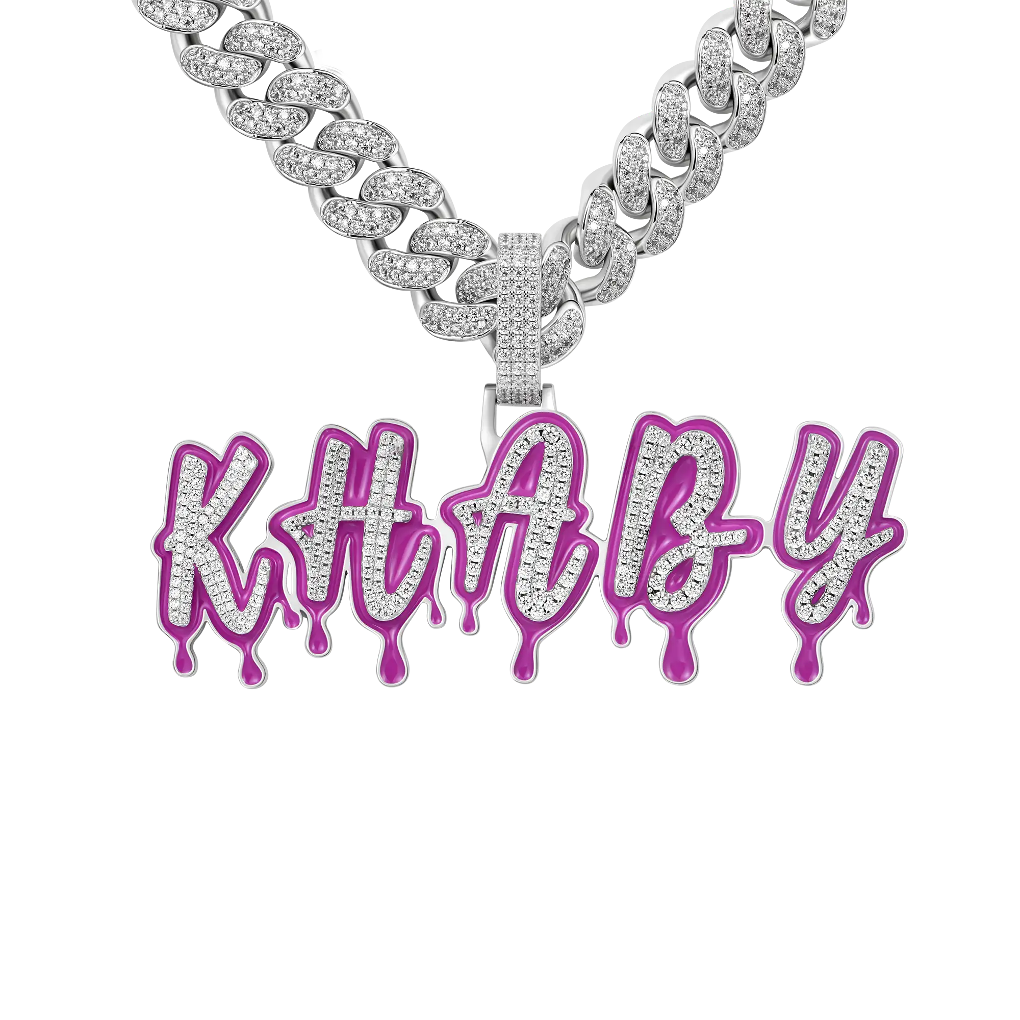 Custom Iced Out Enamel Dripping Font Pendant - Image 18