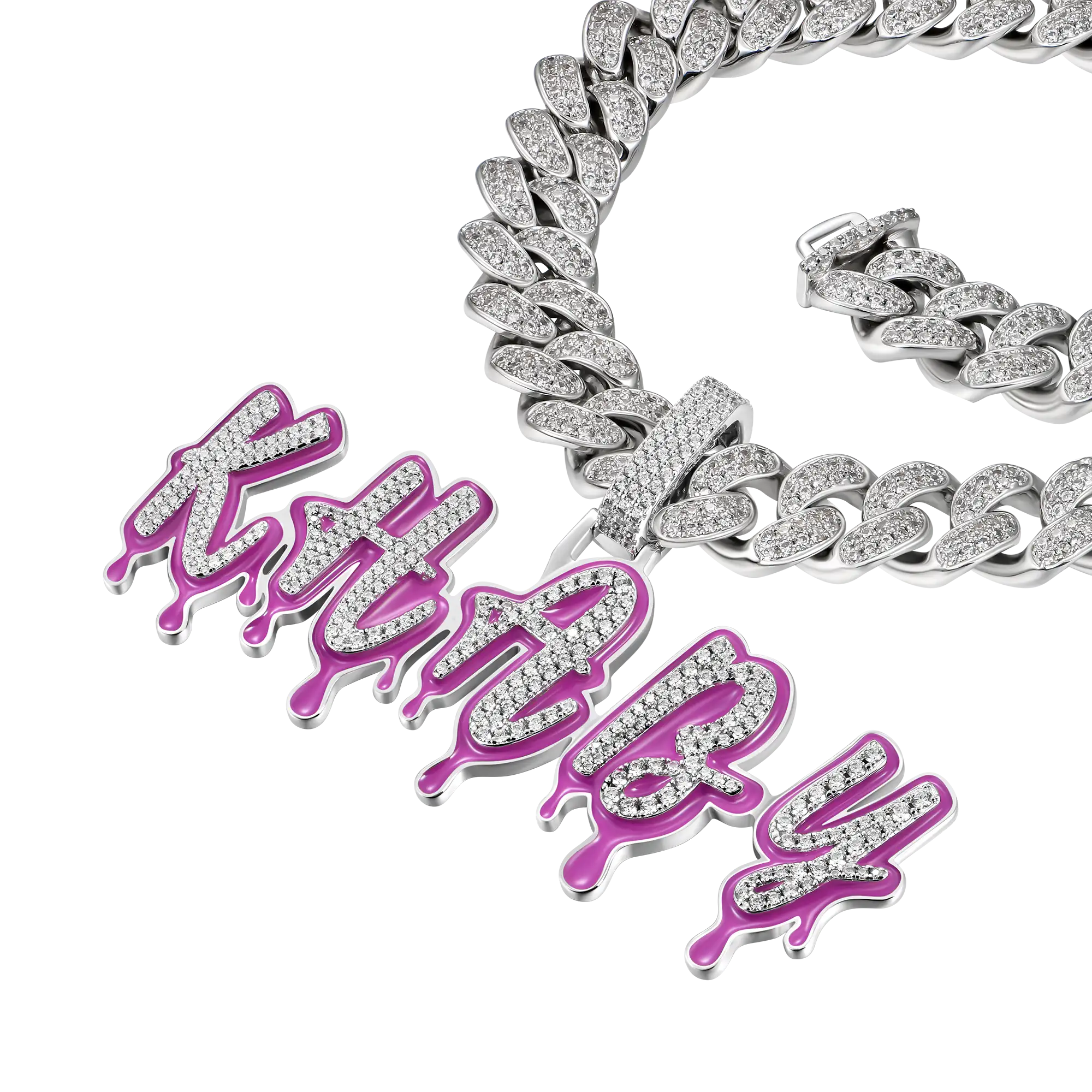 Custom Iced Out Enamel Dripping Font Pendant - Image 20