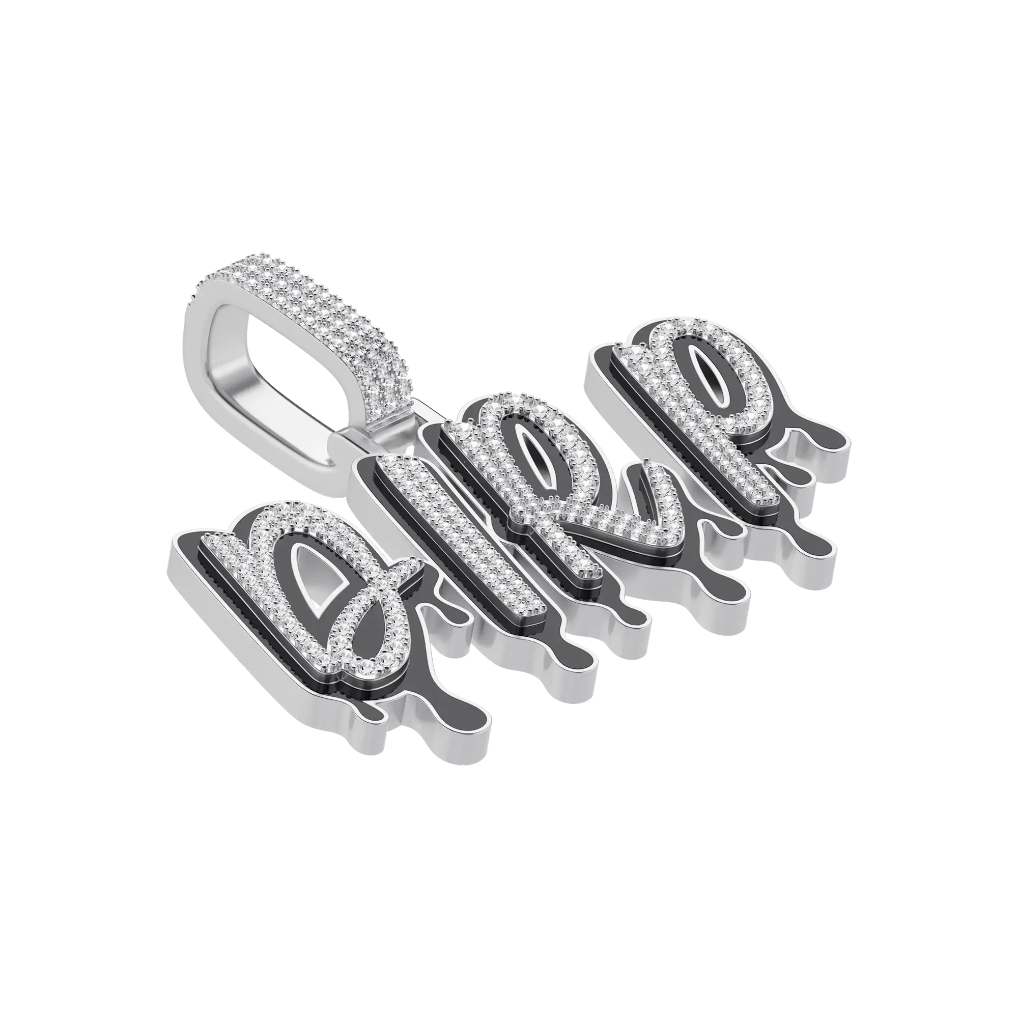 Custom Iced Out Enamel Dripping Font Pendant - Image 4