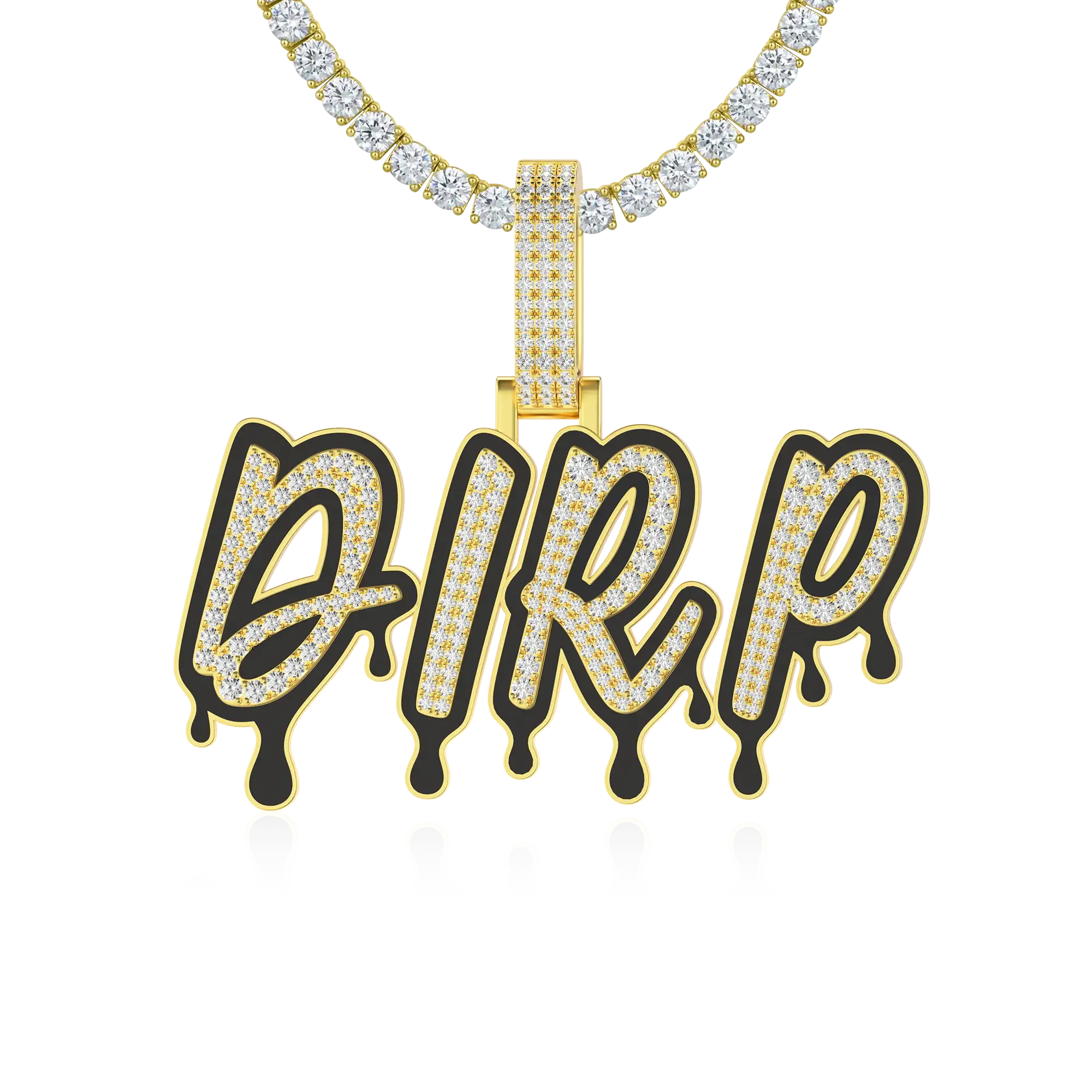 Custom Iced Out Enamel Dripping Font Pendant - Image 6