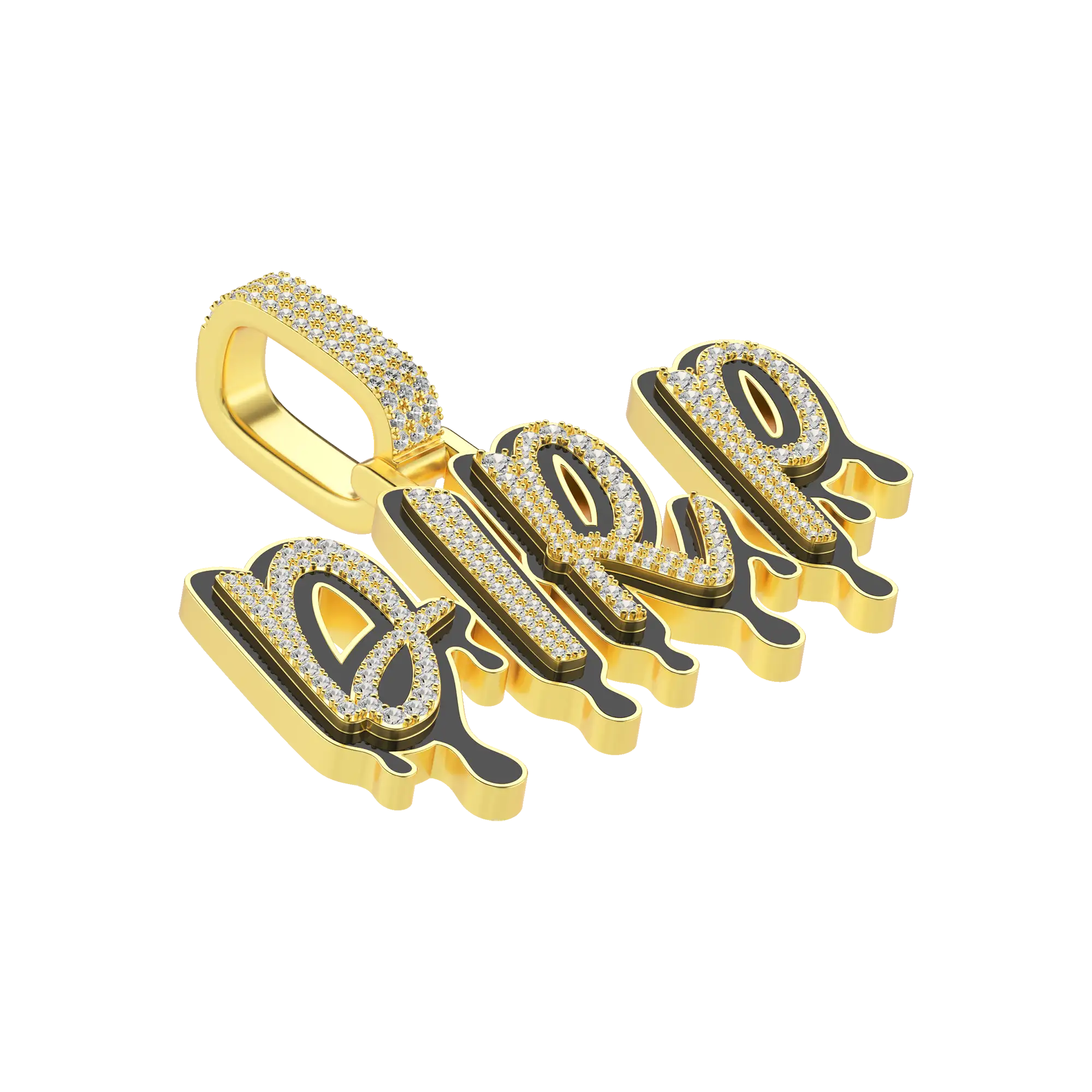 Custom Iced Out Enamel Dripping Font Pendant - Image 8