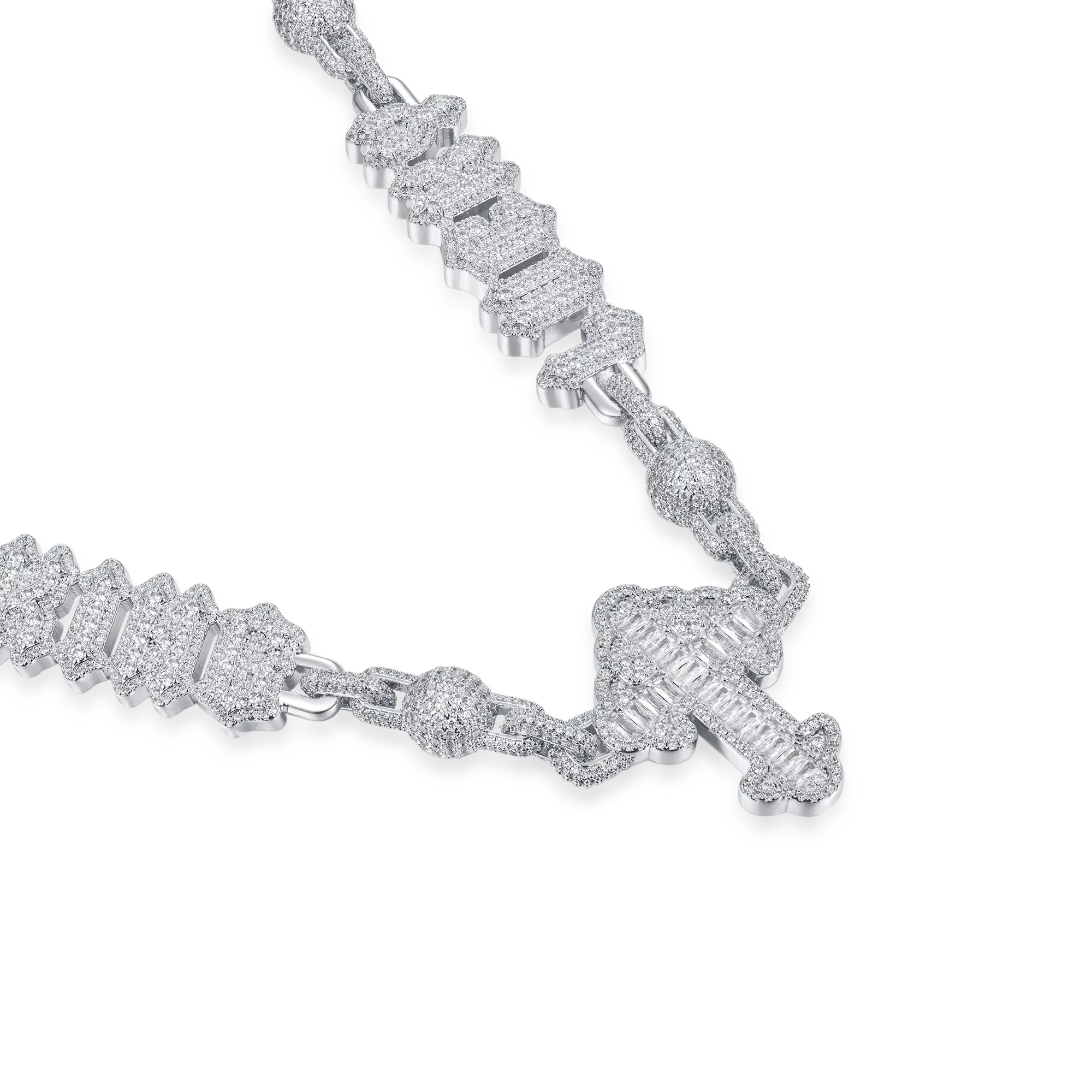 Custom Font Iced Cross Ball Chain - 10mm - Image 3