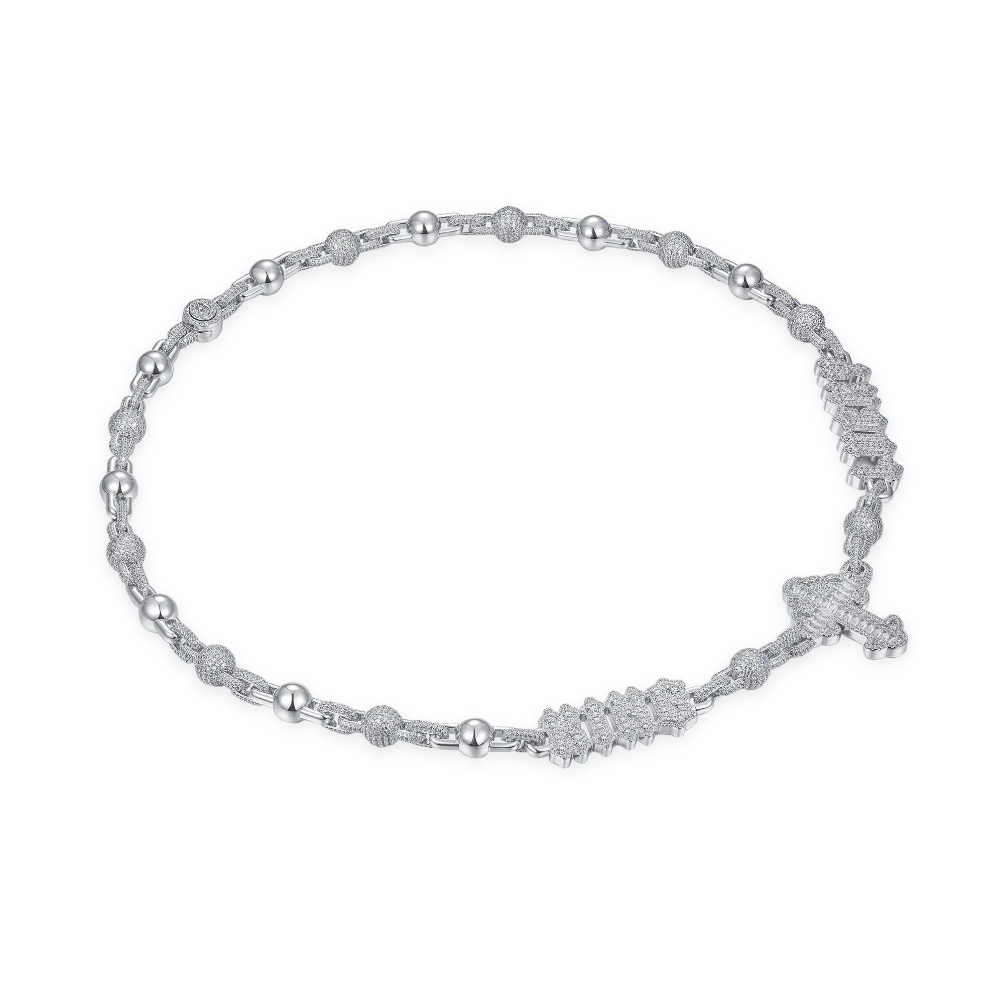 Custom Font Iced Cross Ball Chain - 10mm - Image 4