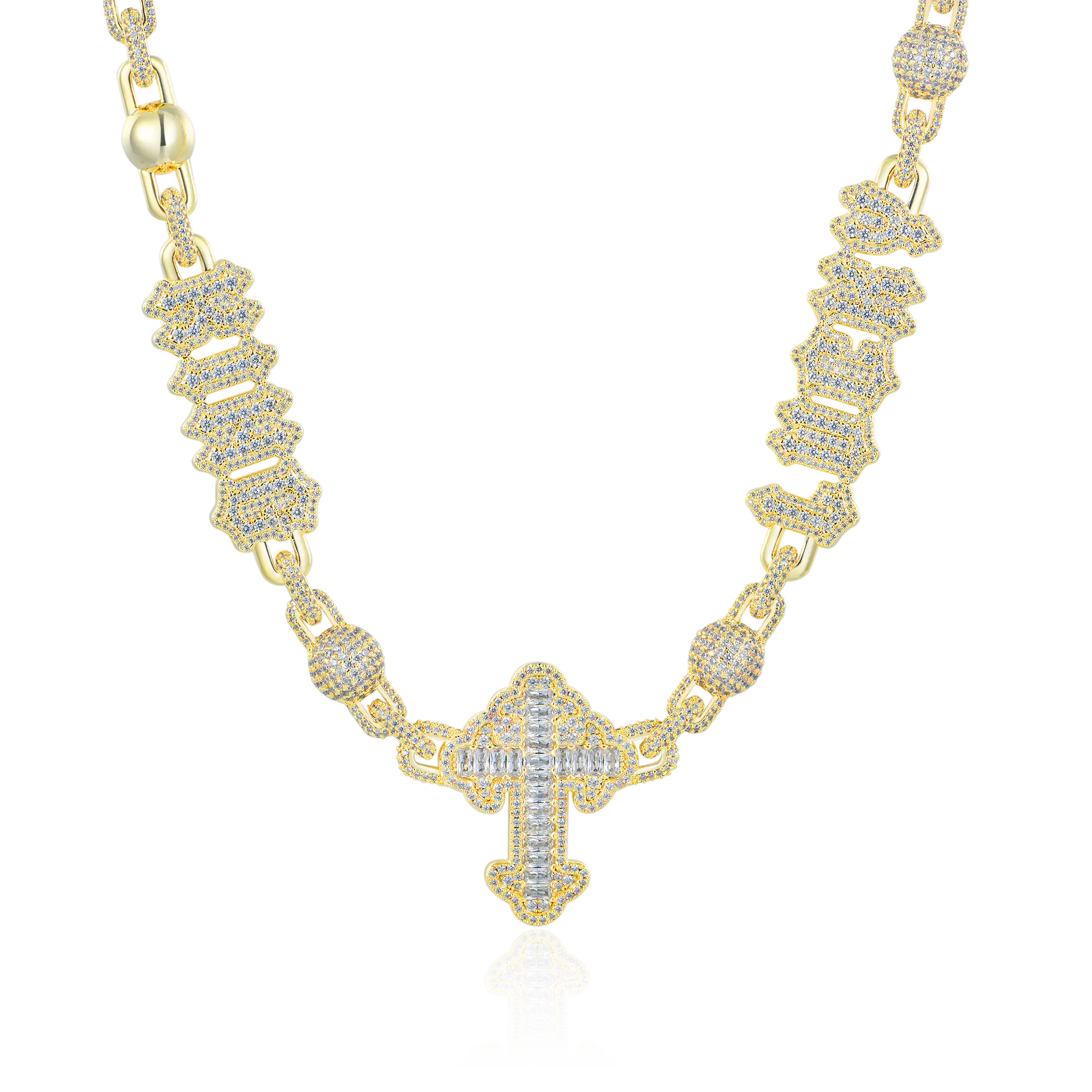 Custom Font Iced Cross Ball Chain - 10mm - Image 5