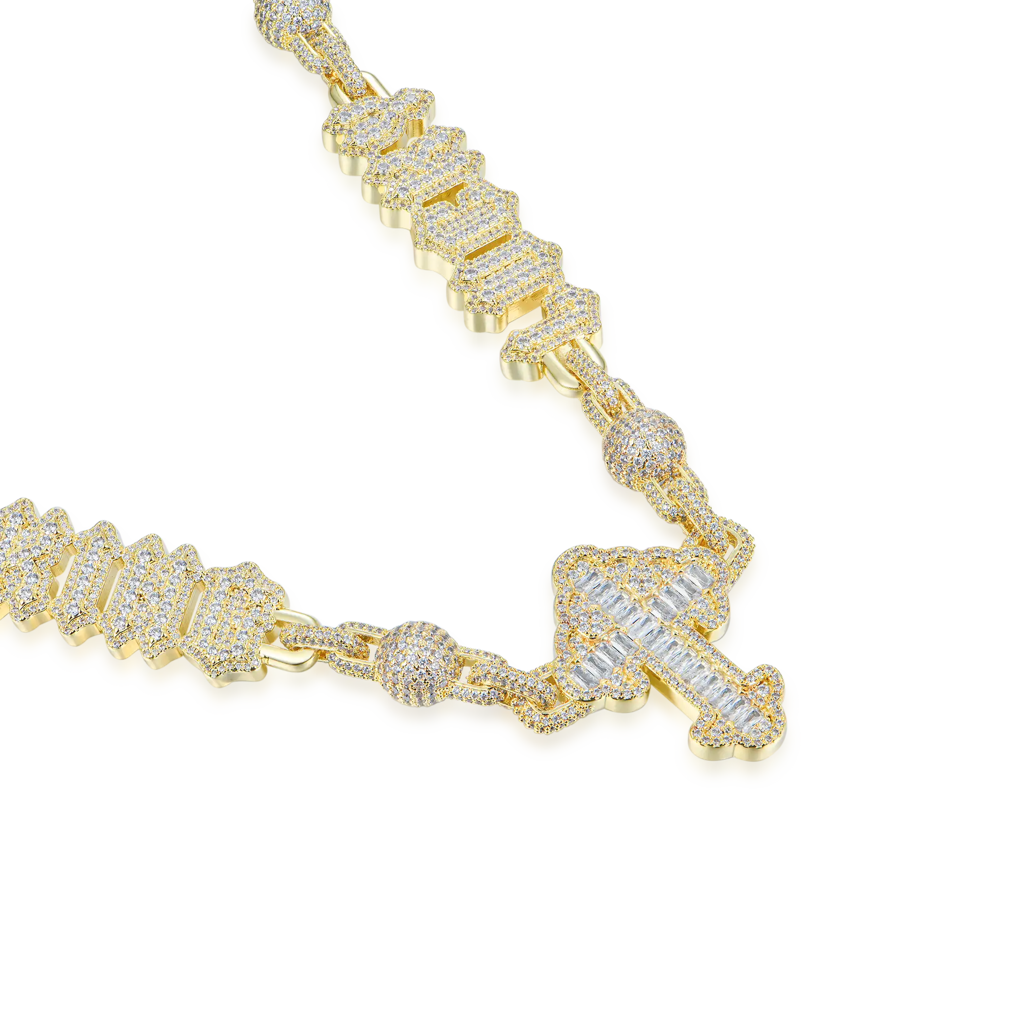 Custom Font Iced Cross Ball Chain - 10mm - Image 7