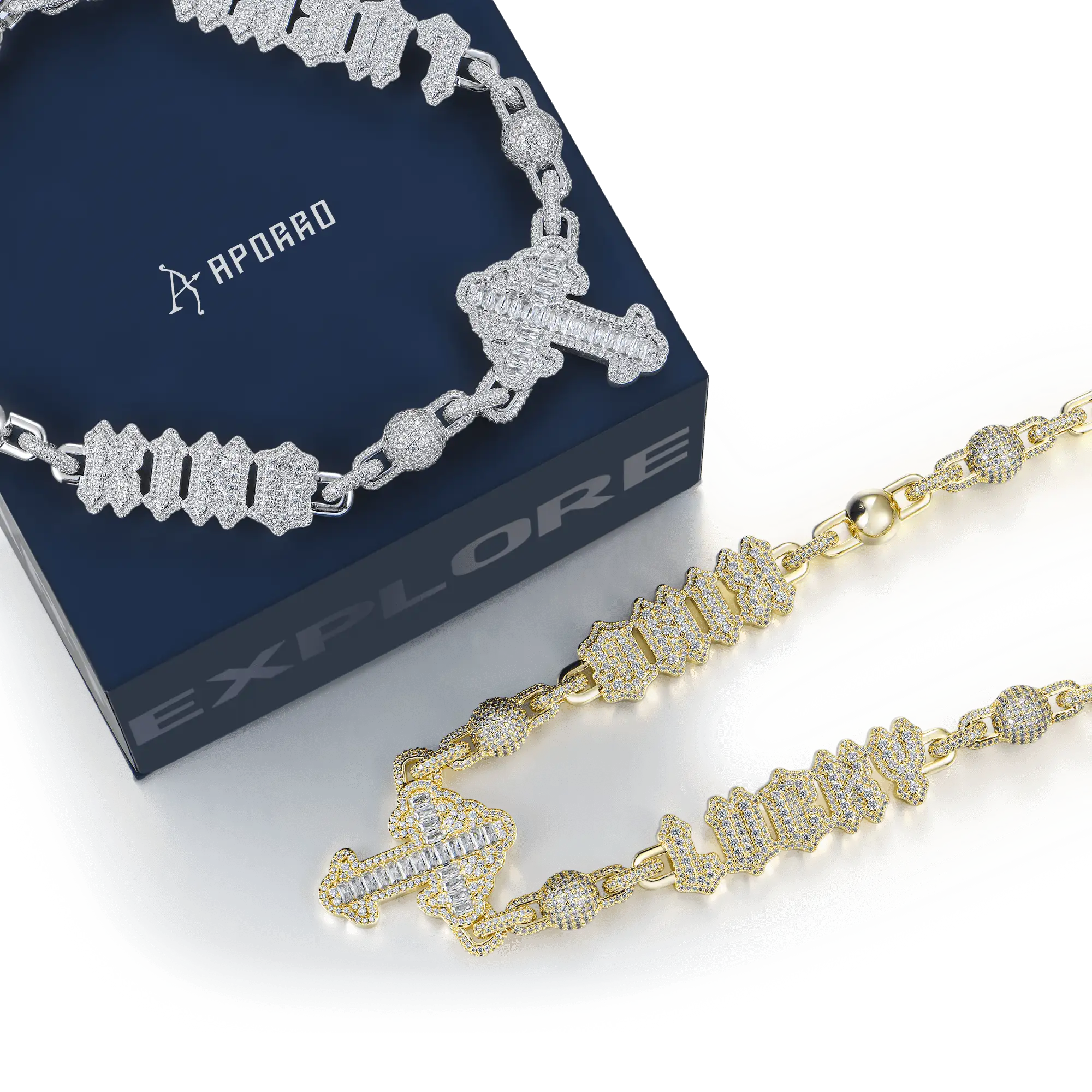 Custom Font Iced Cross Ball Chain - 10mm - Image 9