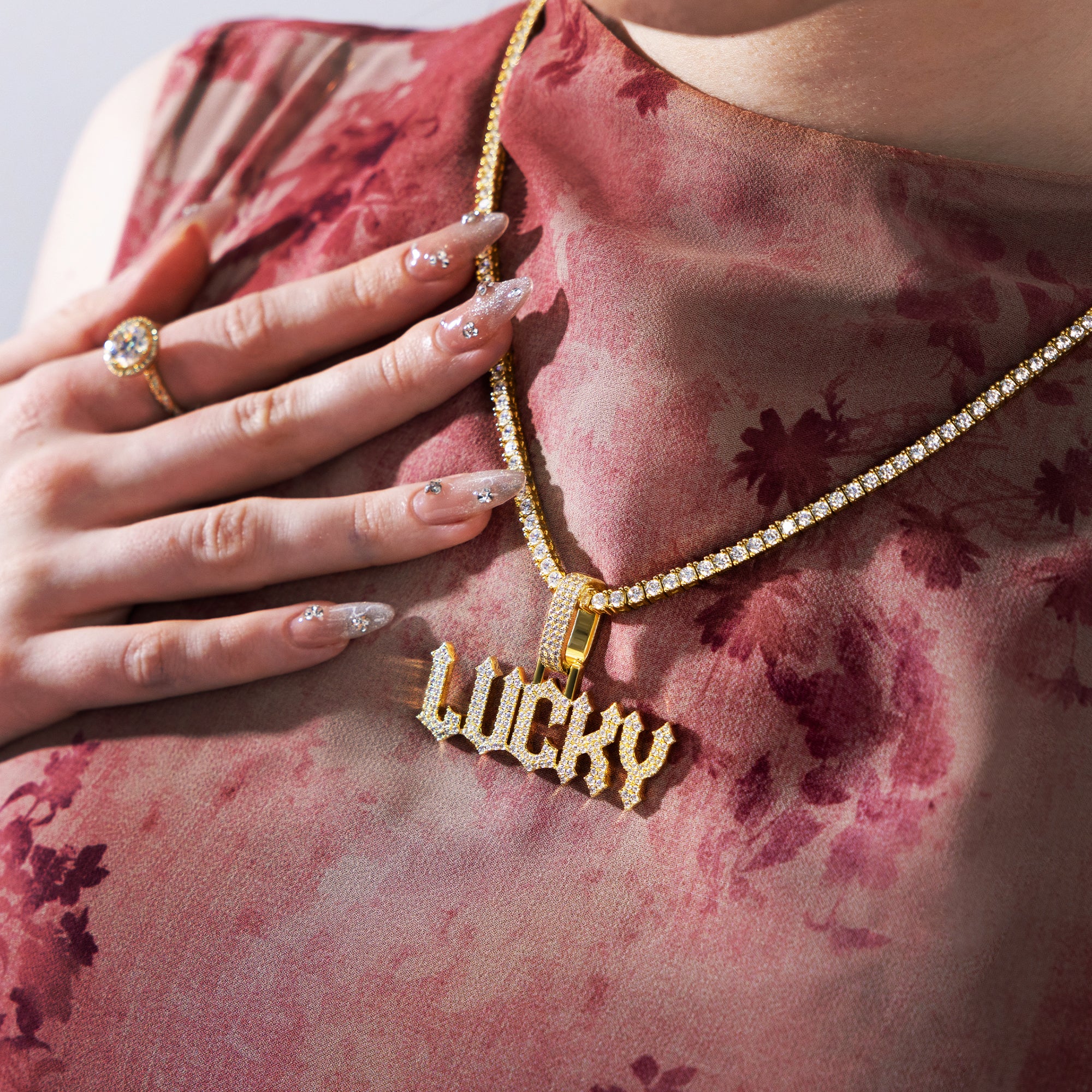 Custom Moissanite Gothic Name Pendant - Image 5