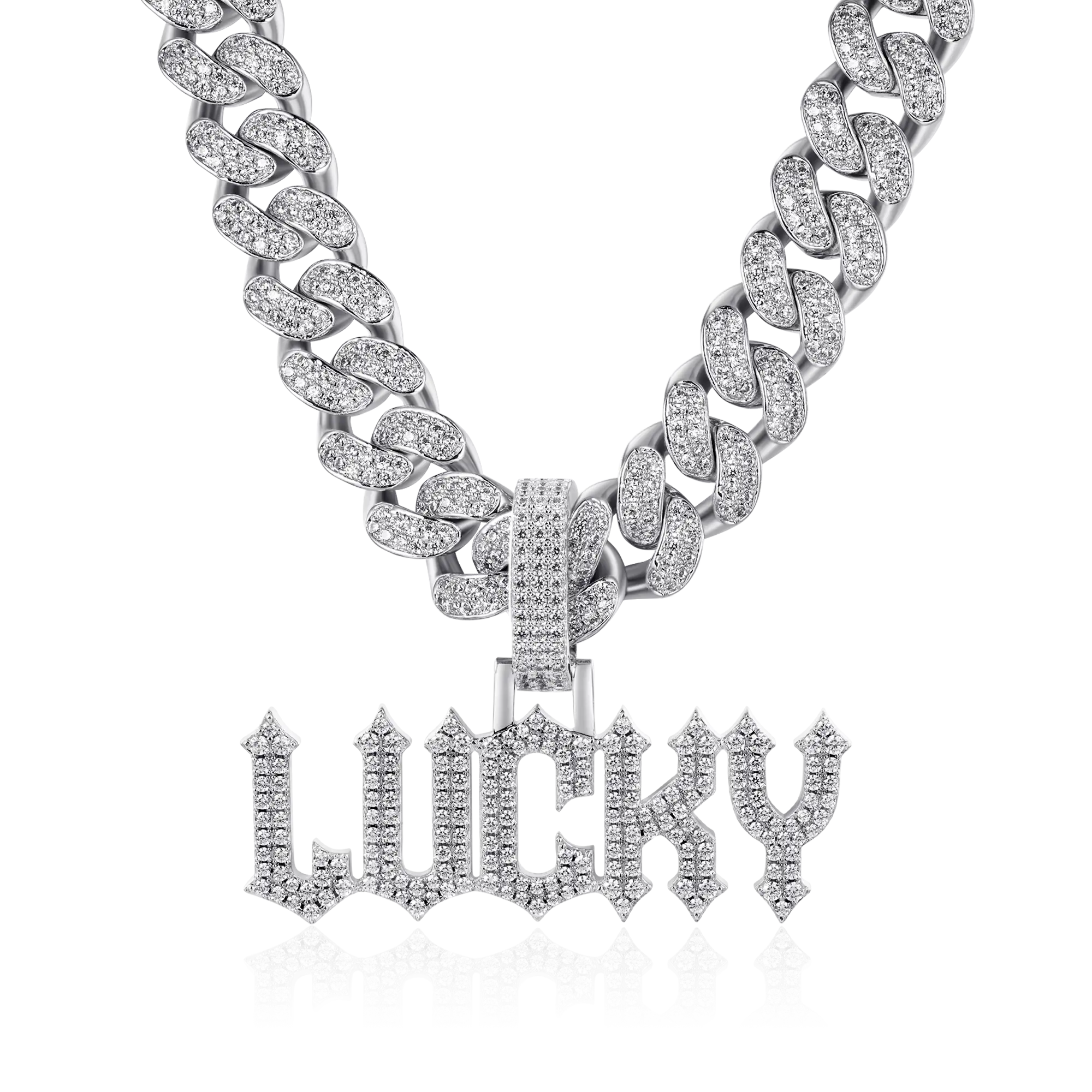Custom Moissanite Gothic Name Pendant - Image 8