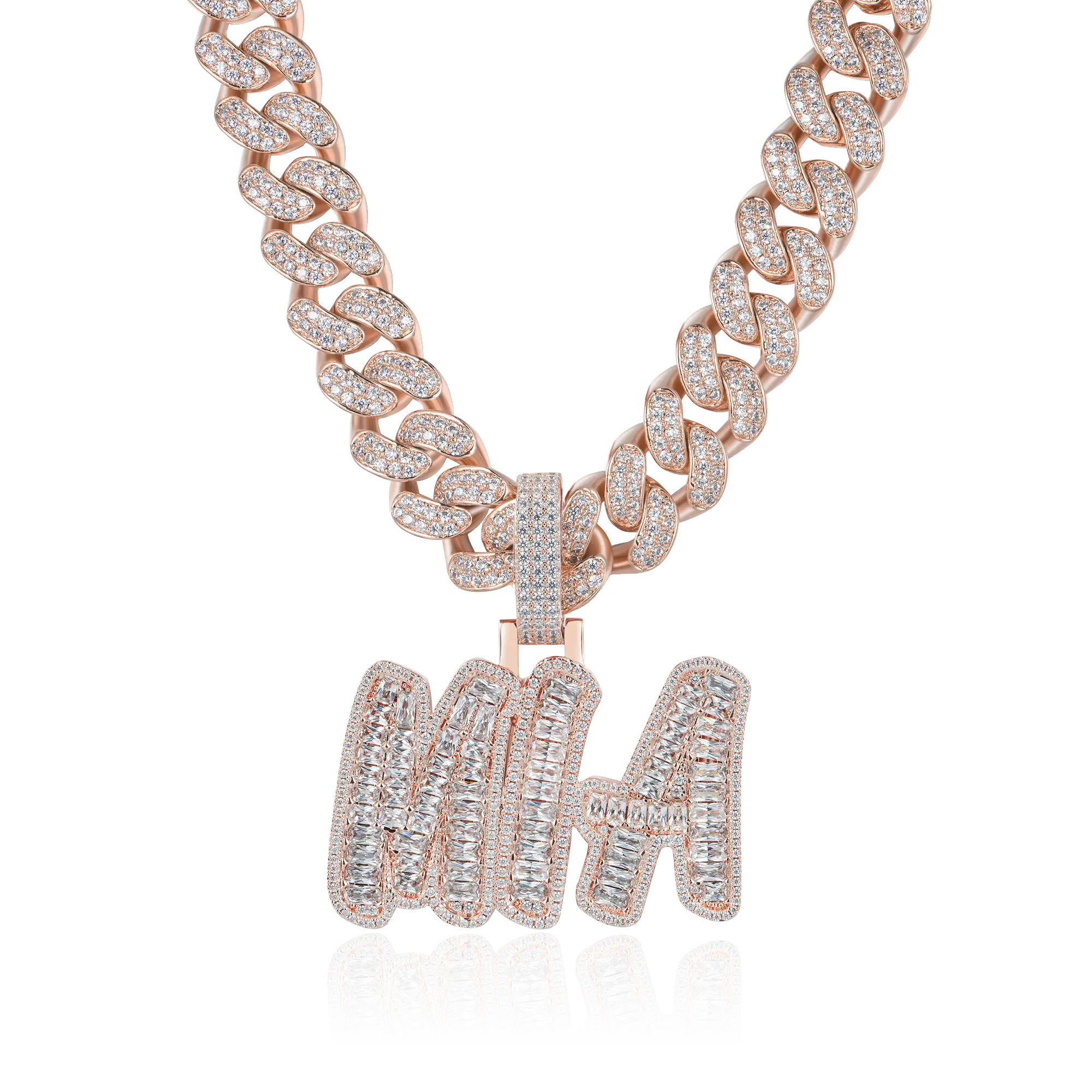 Custom Emerald Cut Romantic Font Pendant - Image 6