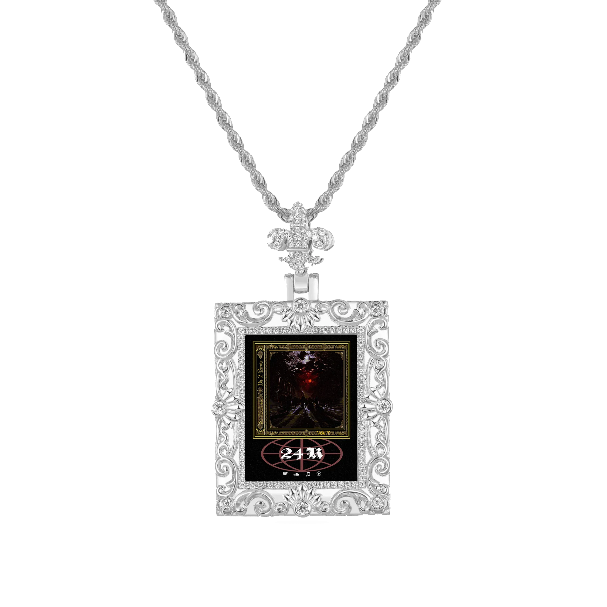 Custom Greek Pattern Vintage Rectangular Photo Pendant - Image 10