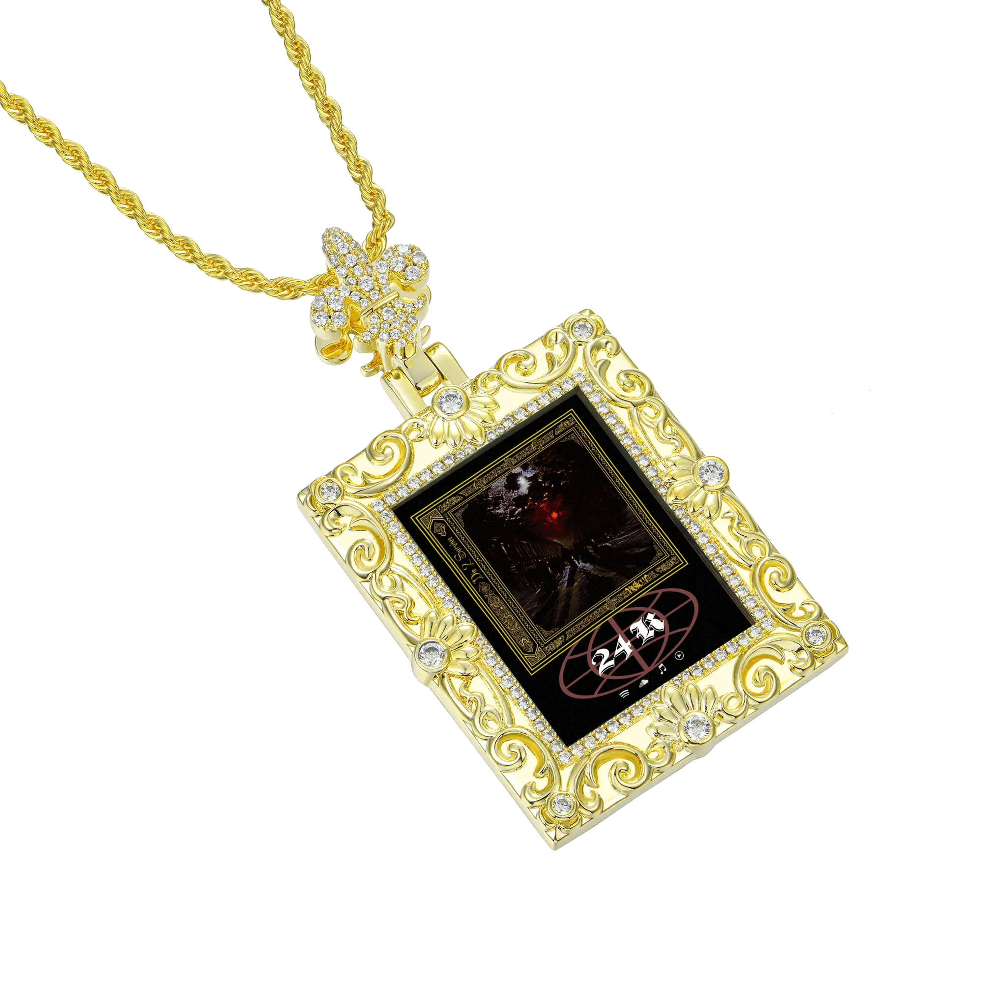 Custom Greek Pattern Vintage Rectangular Photo Pendant - Image 11