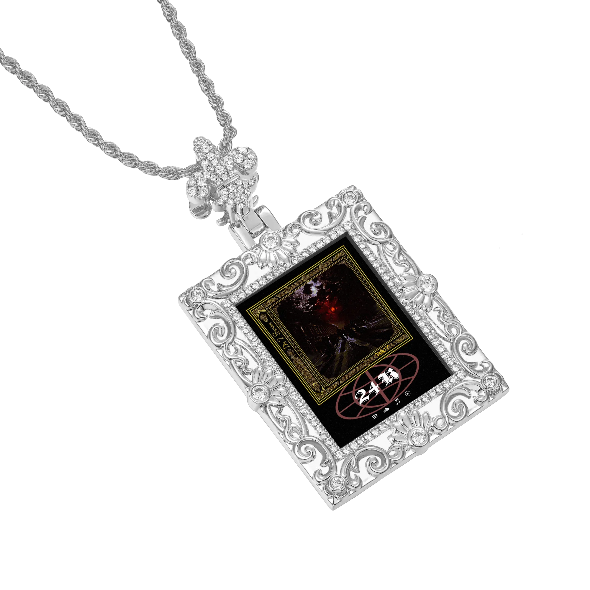 Custom Greek Pattern Vintage Rectangular Photo Pendant - Image 12