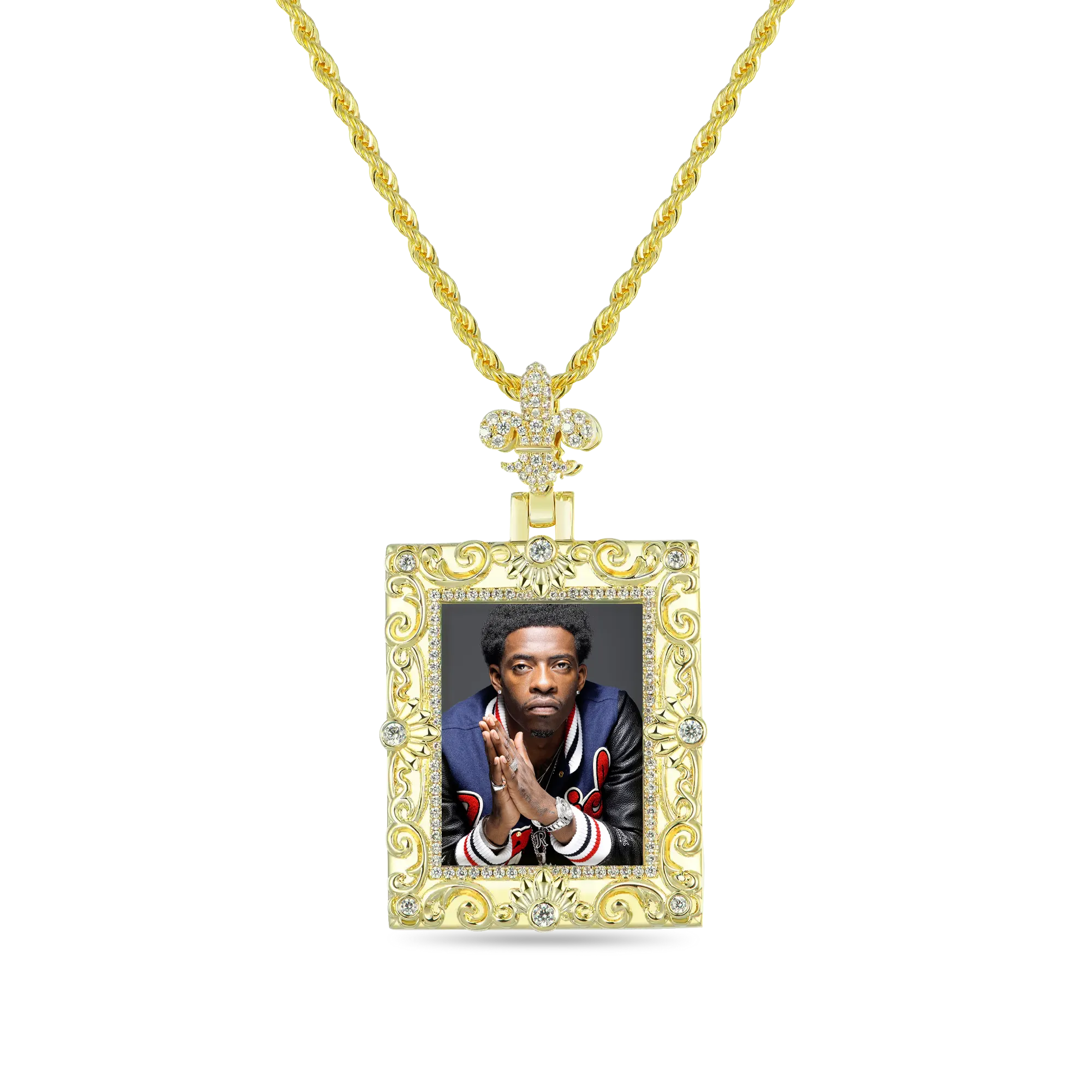 Custom Greek Pattern Vintage Rectangular Photo Pendant - Image 3