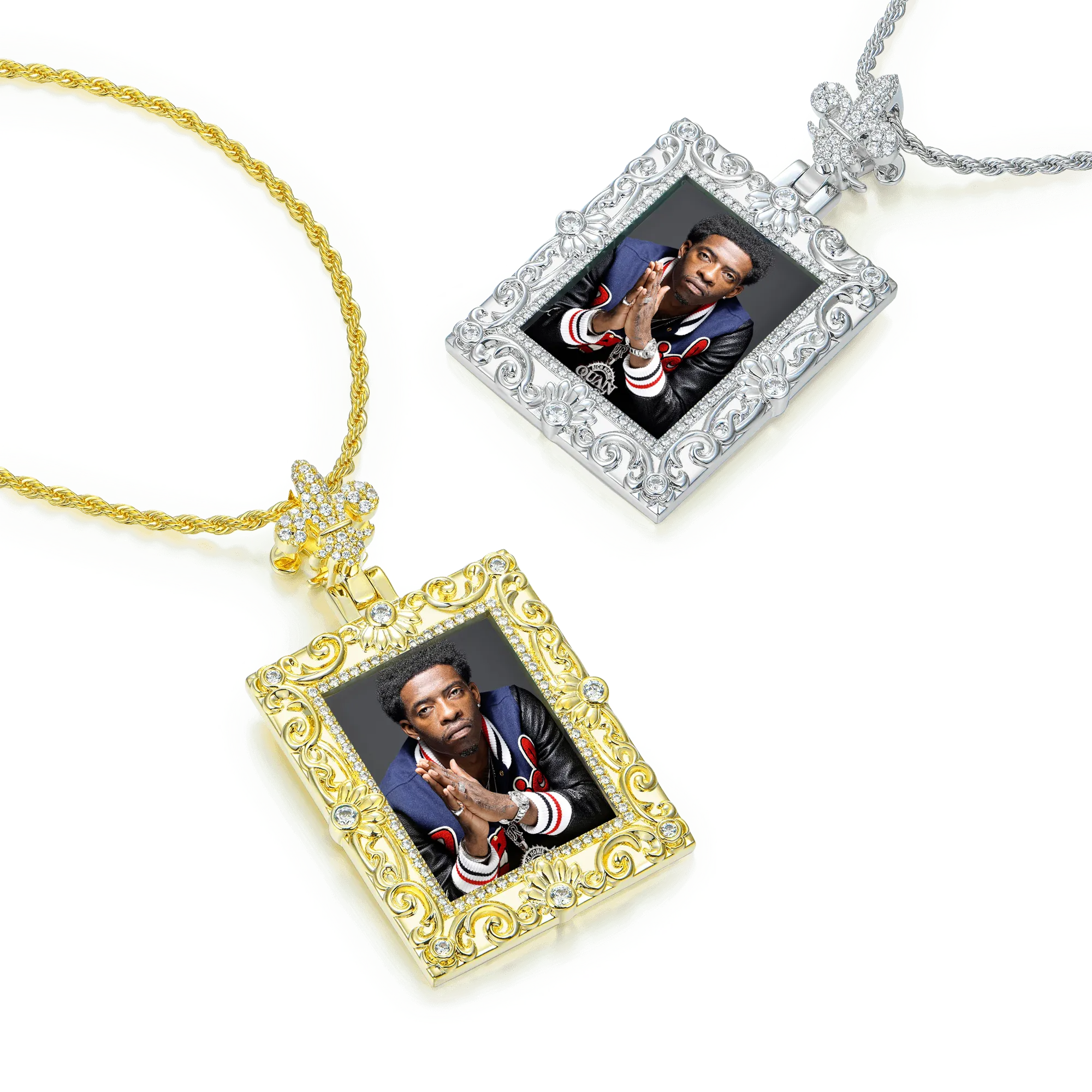Custom Greek Pattern Vintage Rectangular Photo Pendant - Image 4
