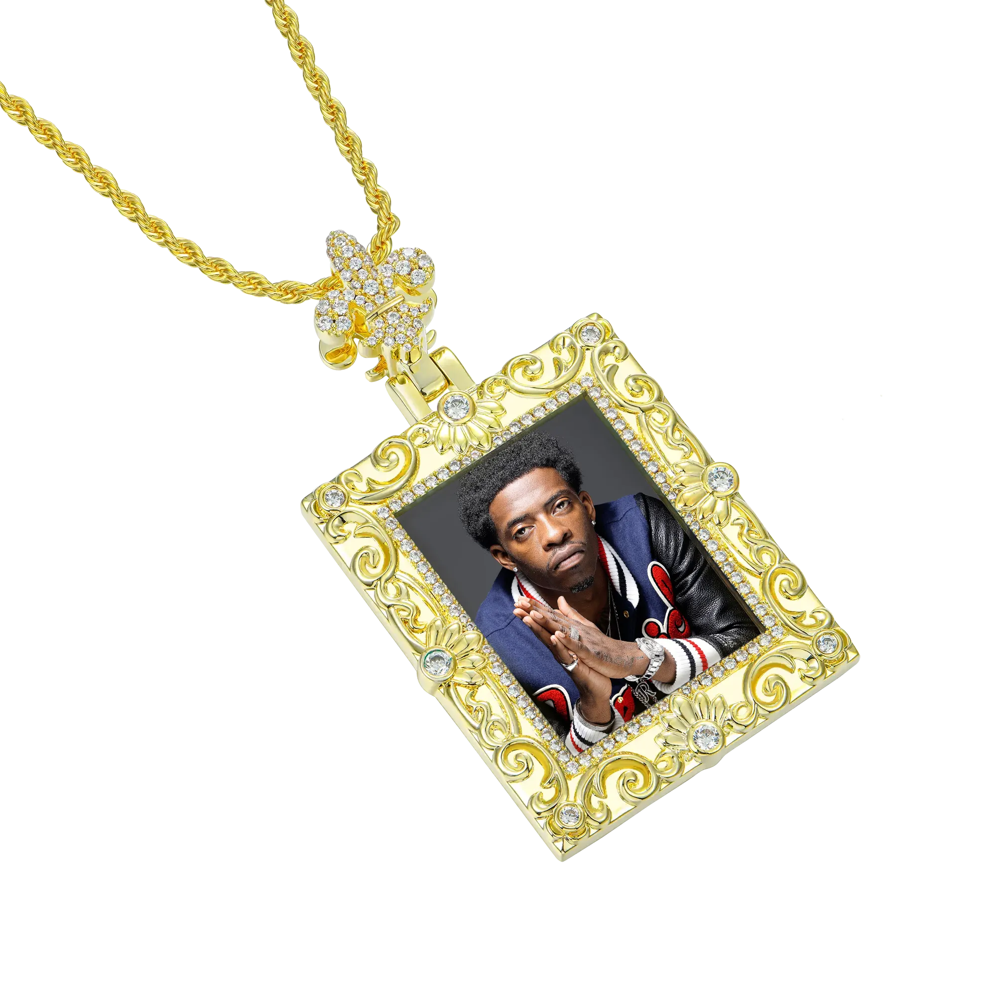 Custom Greek Pattern Vintage Rectangular Photo Pendant - Image 5