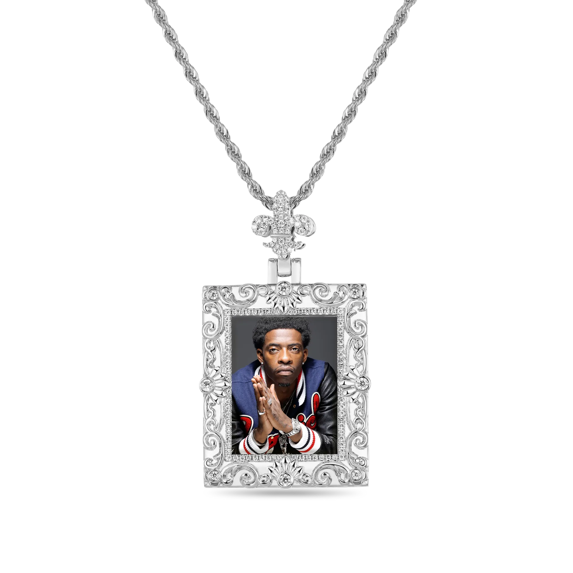 Custom Greek Pattern Vintage Rectangular Photo Pendant - Image 7