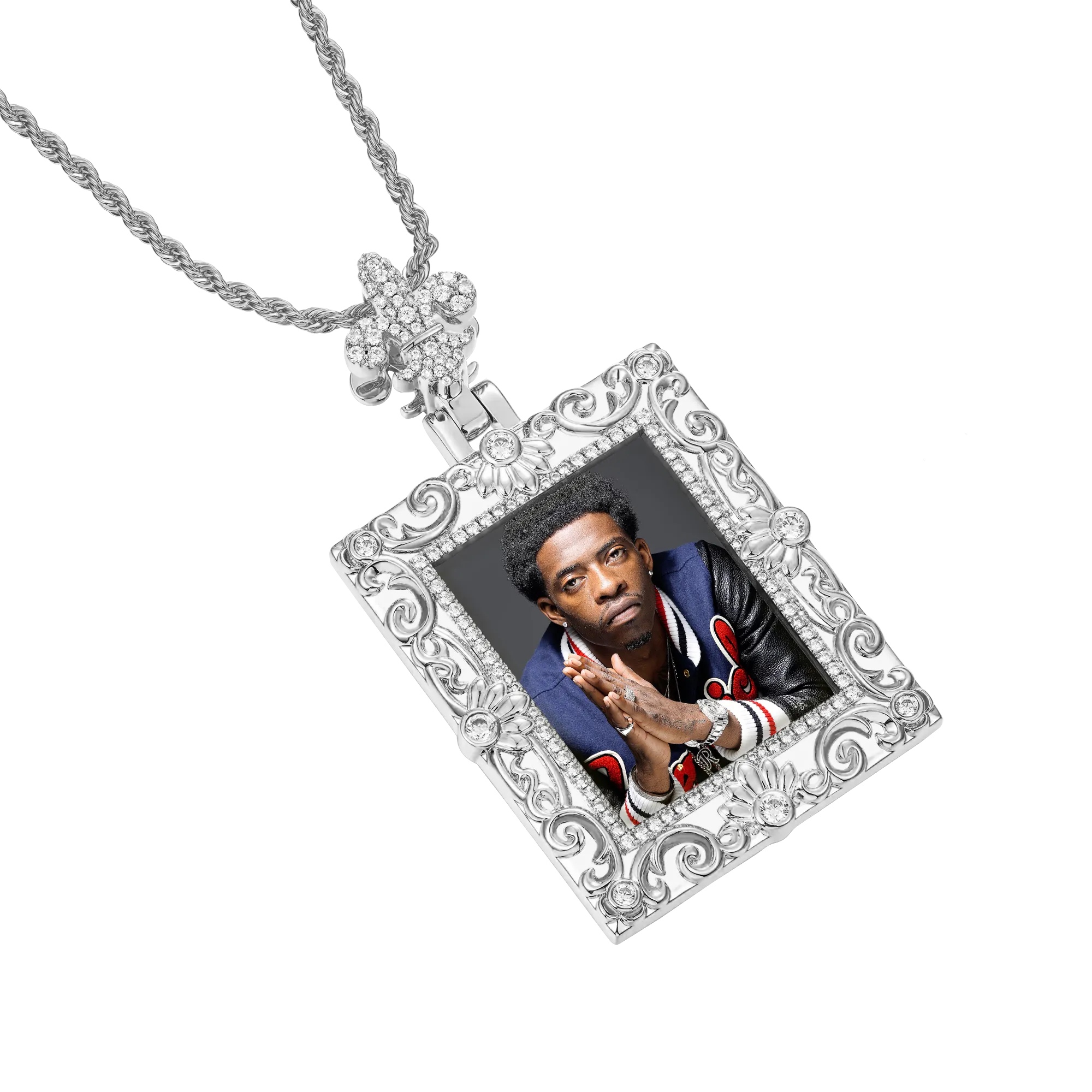 Custom Greek Pattern Vintage Rectangular Photo Pendant - Image 8