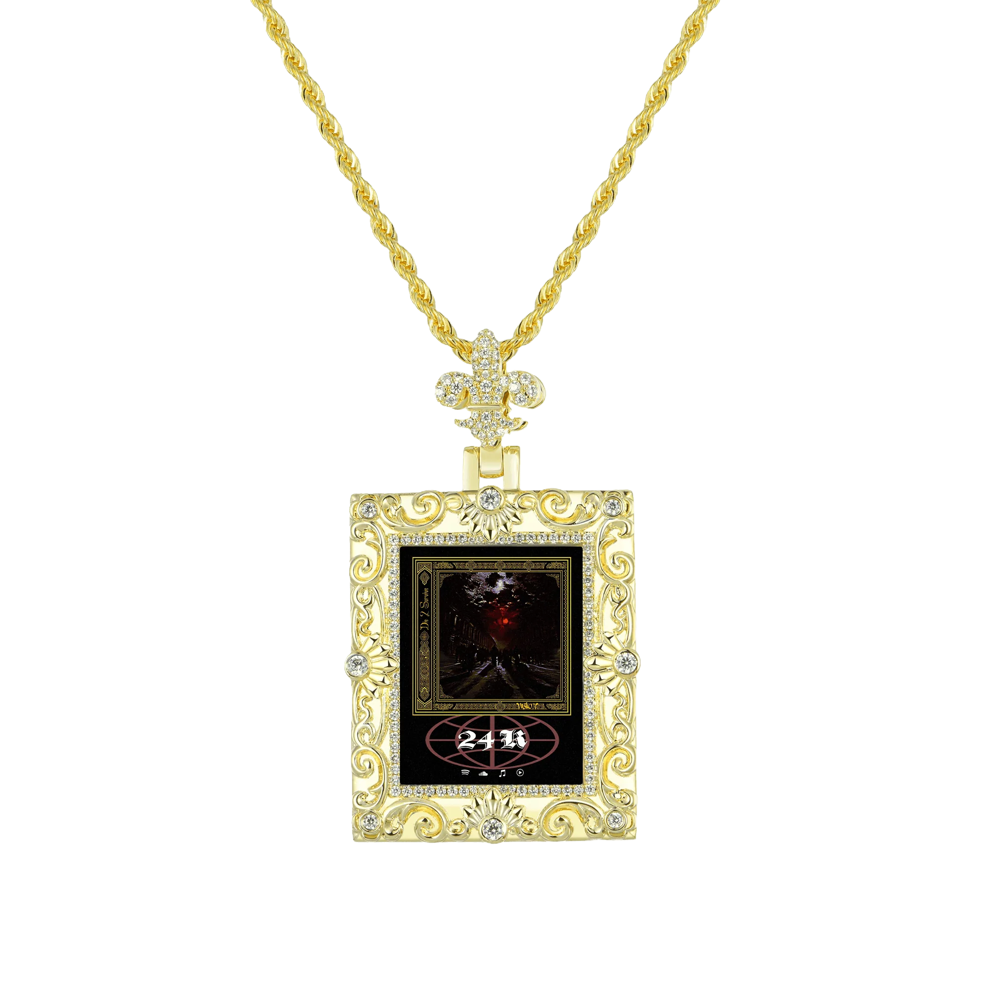 Custom Greek Pattern Vintage Rectangular Photo Pendant - Image 9
