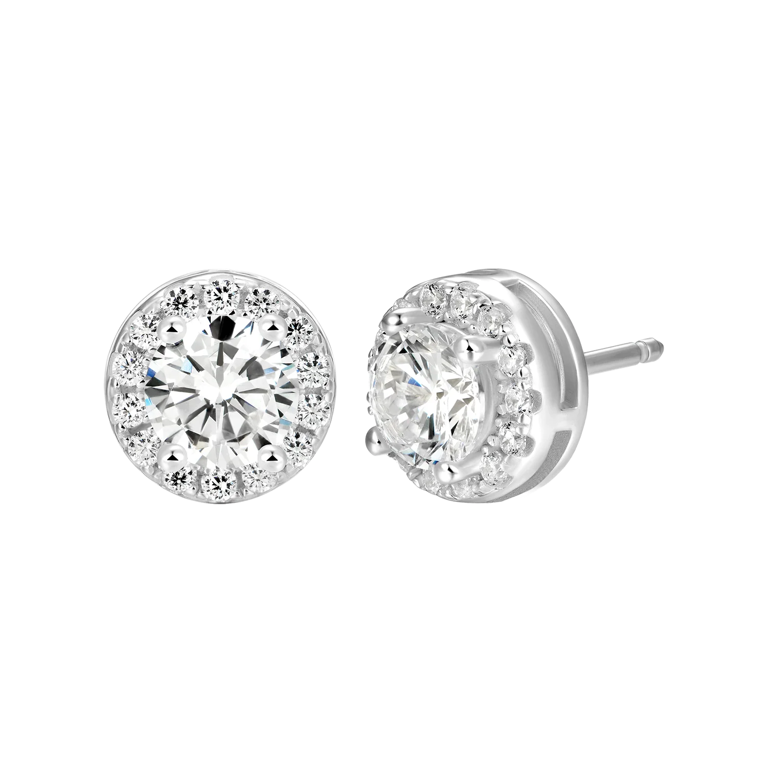 Custom Halo Moissanite Stud Earring - Image 13