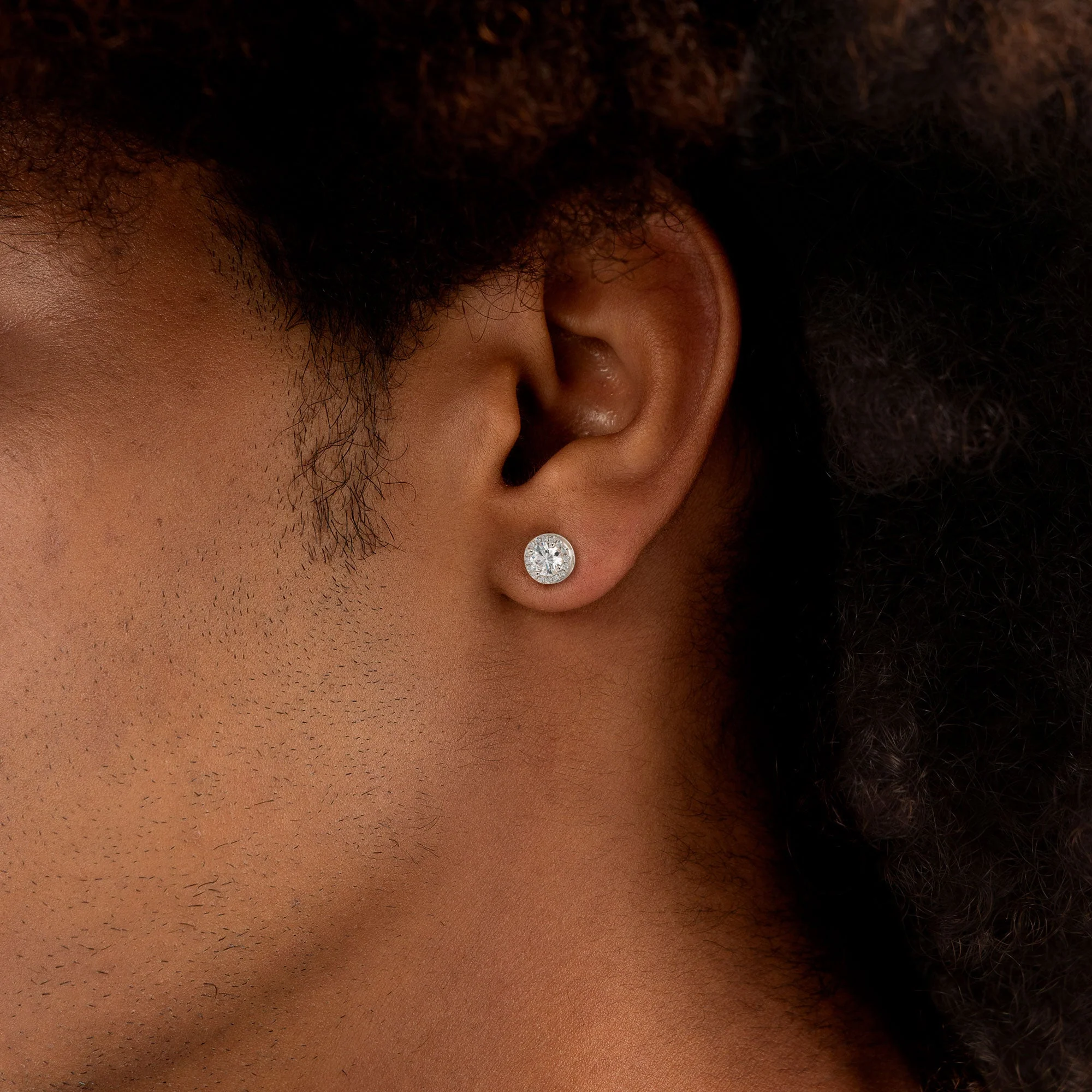 Custom Halo Moissanite Stud Earring - Image 14