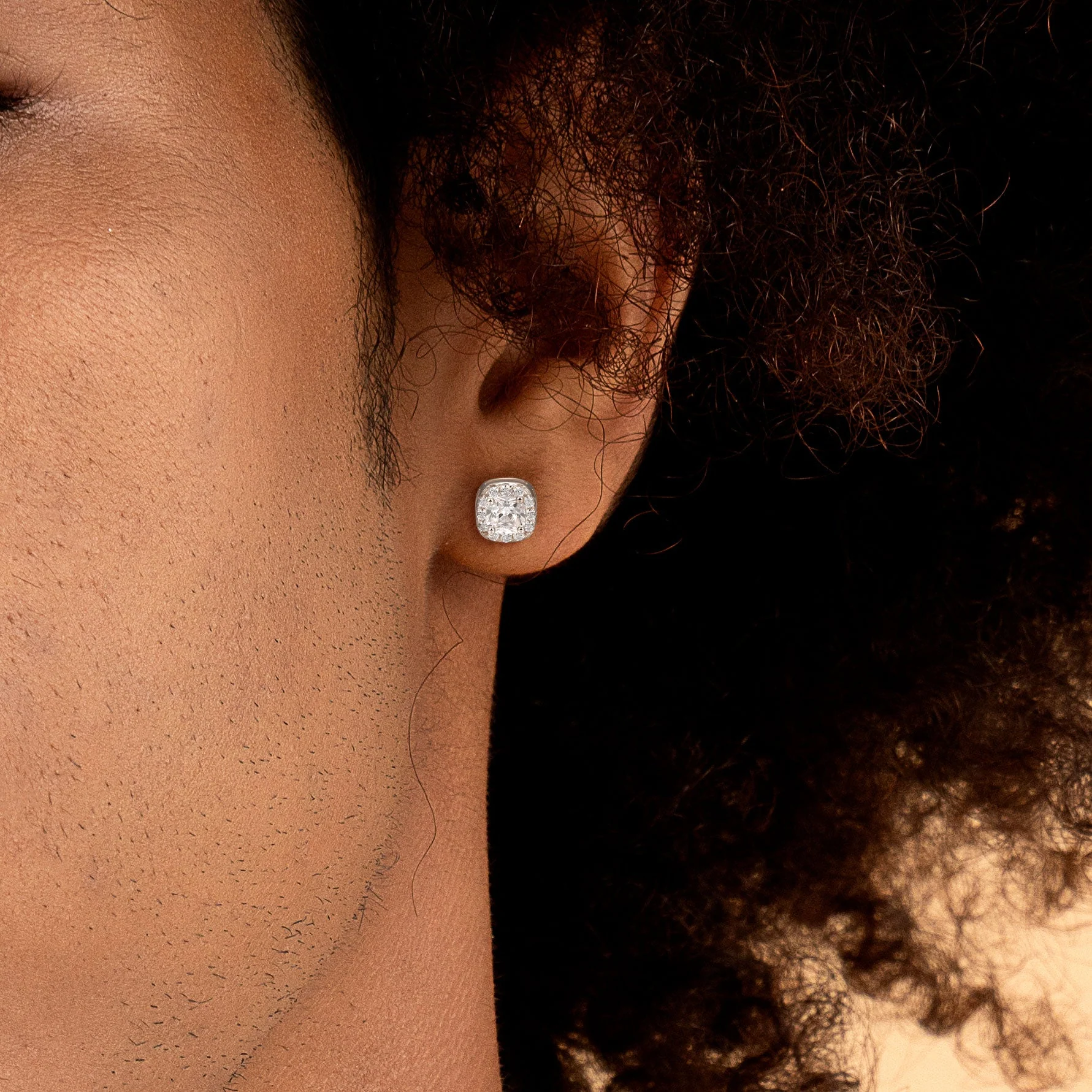 Custom Halo Moissanite Stud Earring - Image 38